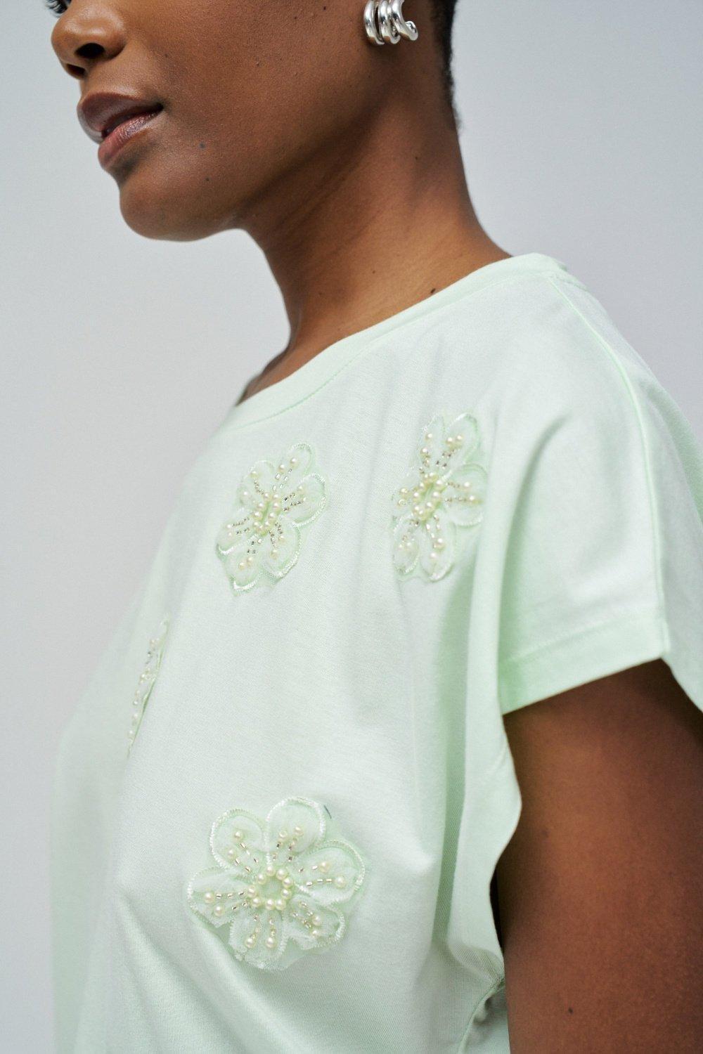 T-Shirt With Flower Appliqu&Atilde;&copy;s, , large image number 4