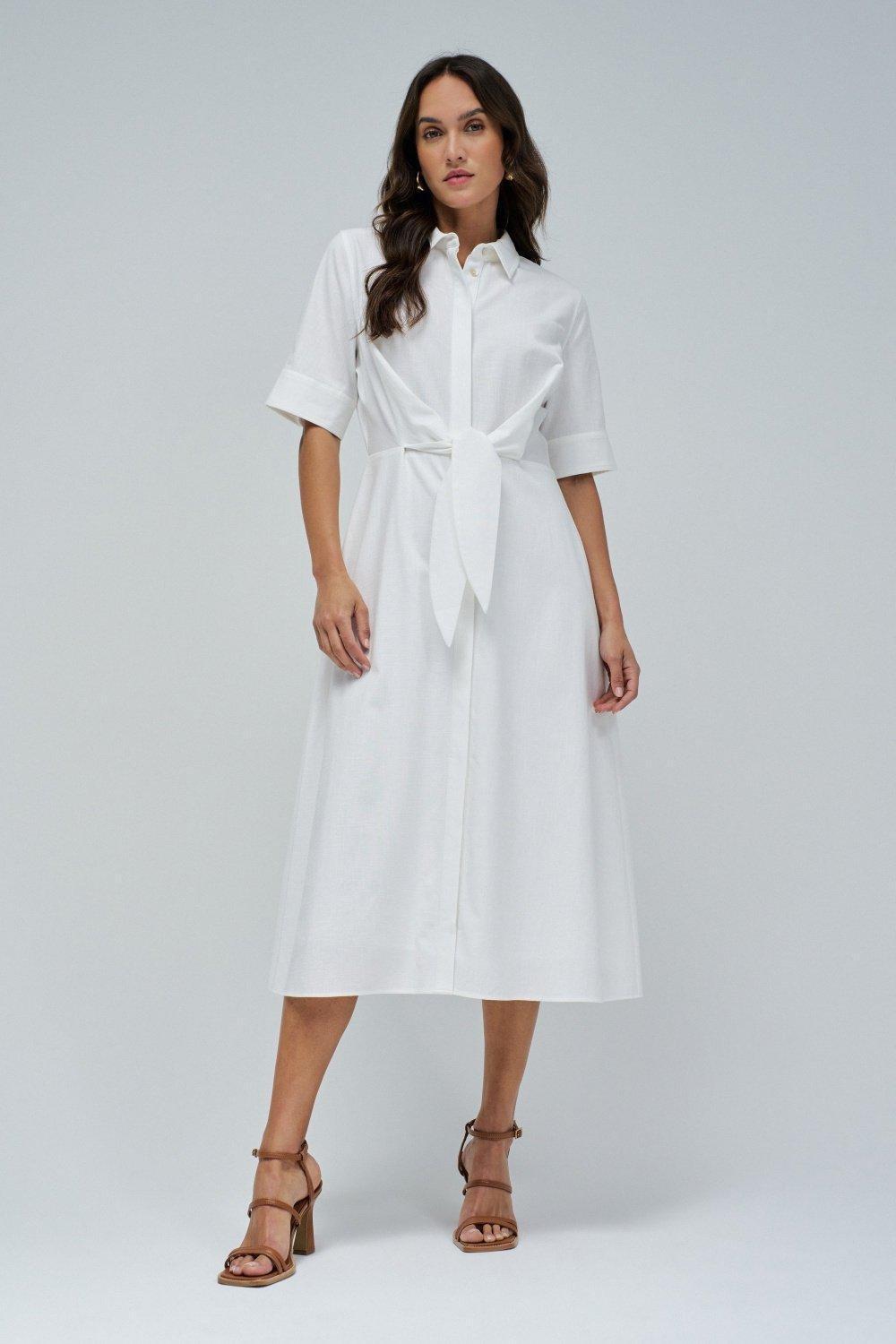 Plain Midi Shirt Dress, , large image number 0
