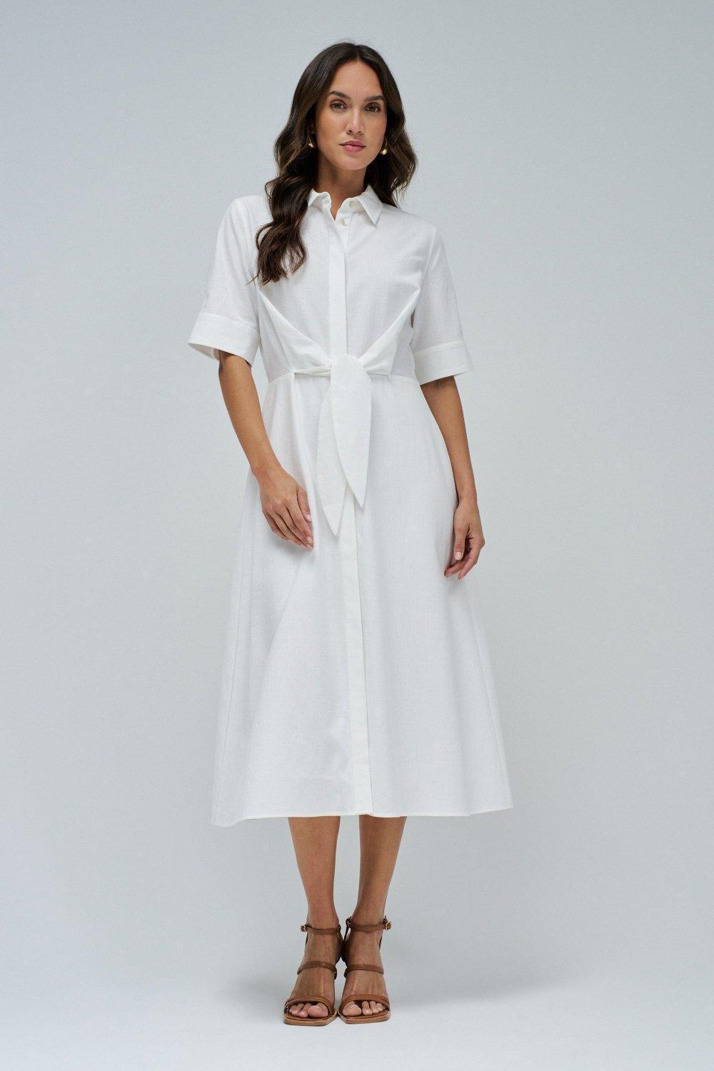 Plain Midi Shirt Dress, , large image number 1