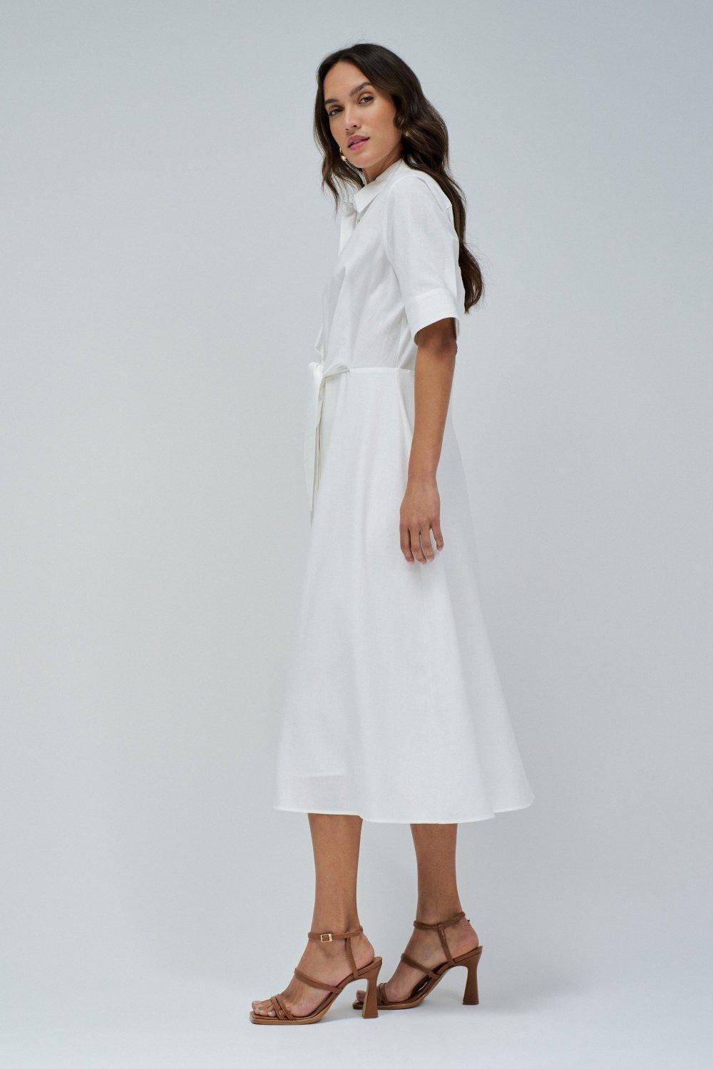 Plain Midi Shirt Dress, , large image number 2