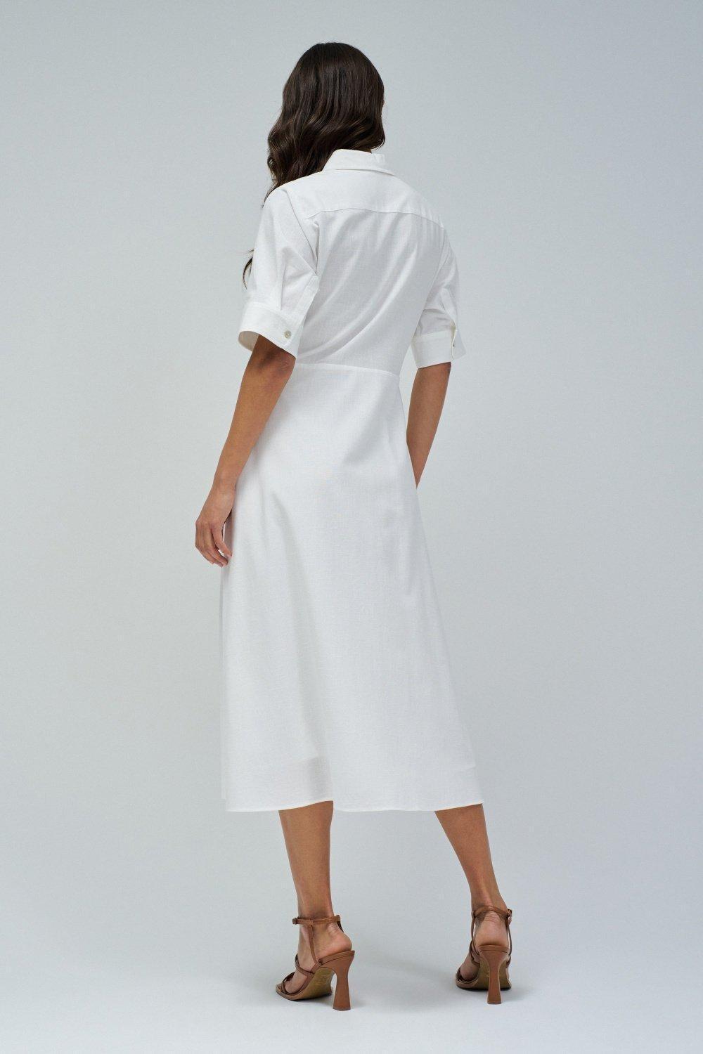Plain Midi Shirt Dress, , large image number 3