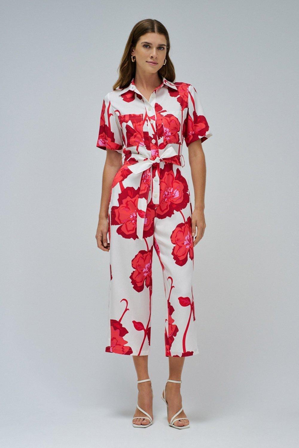 Cream Floral Print Jumpsuit, , large image number 0