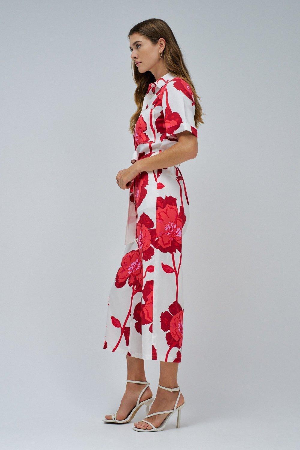 Cream Floral Print Jumpsuit, , large image number 2
