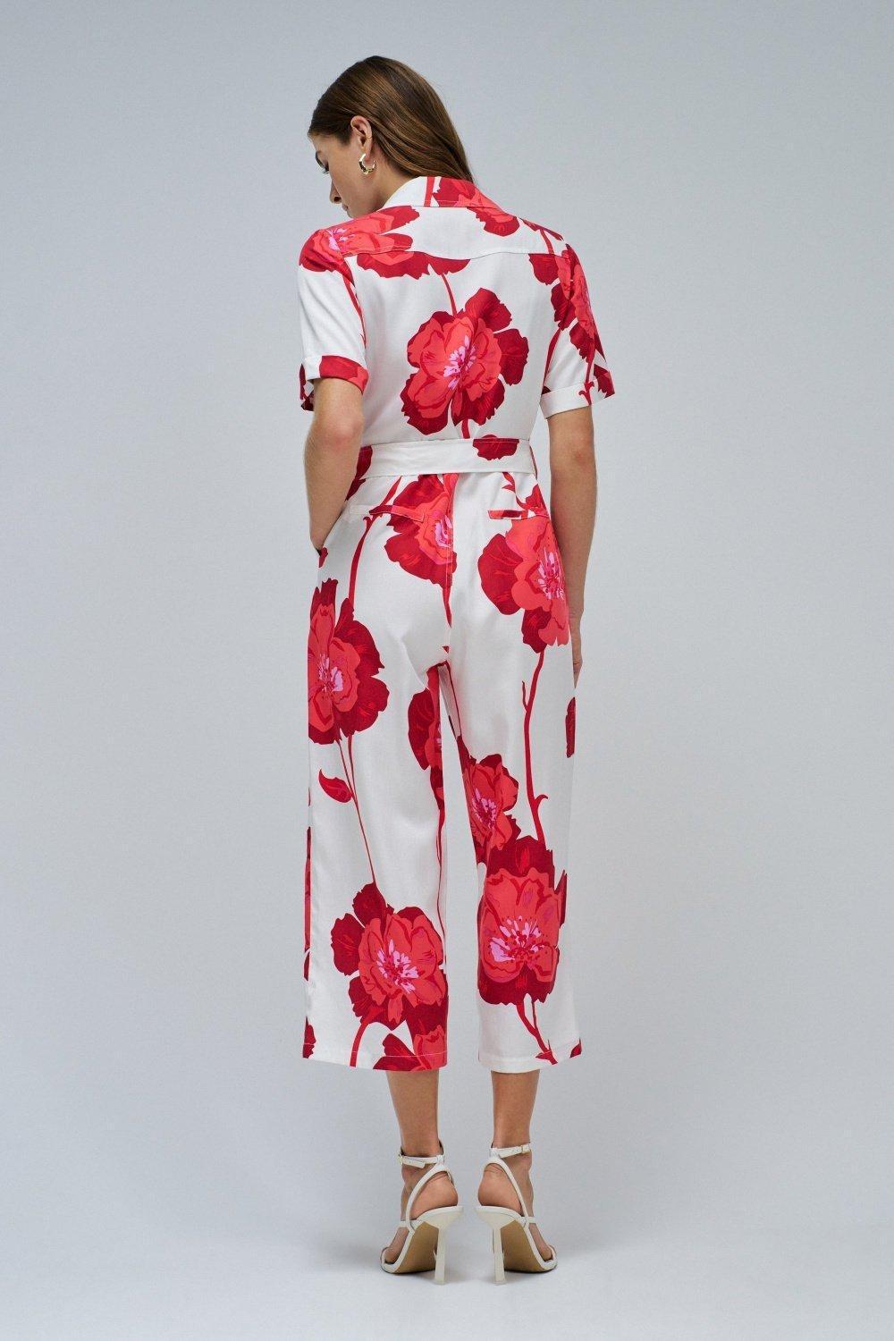 Cream Floral Print Jumpsuit, , large image number 3