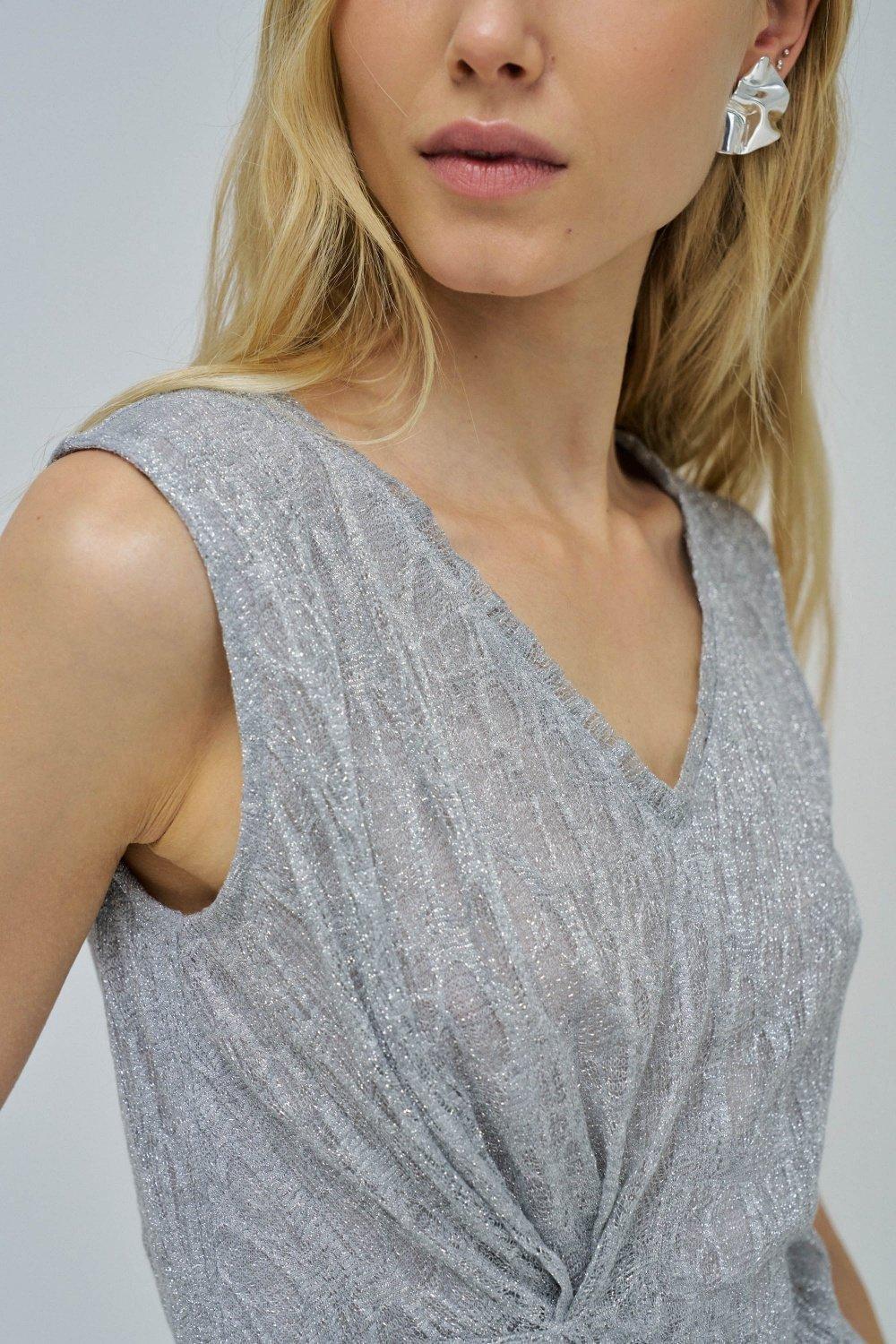 Grey Textured Cropped Tank Top, , large image number 4
