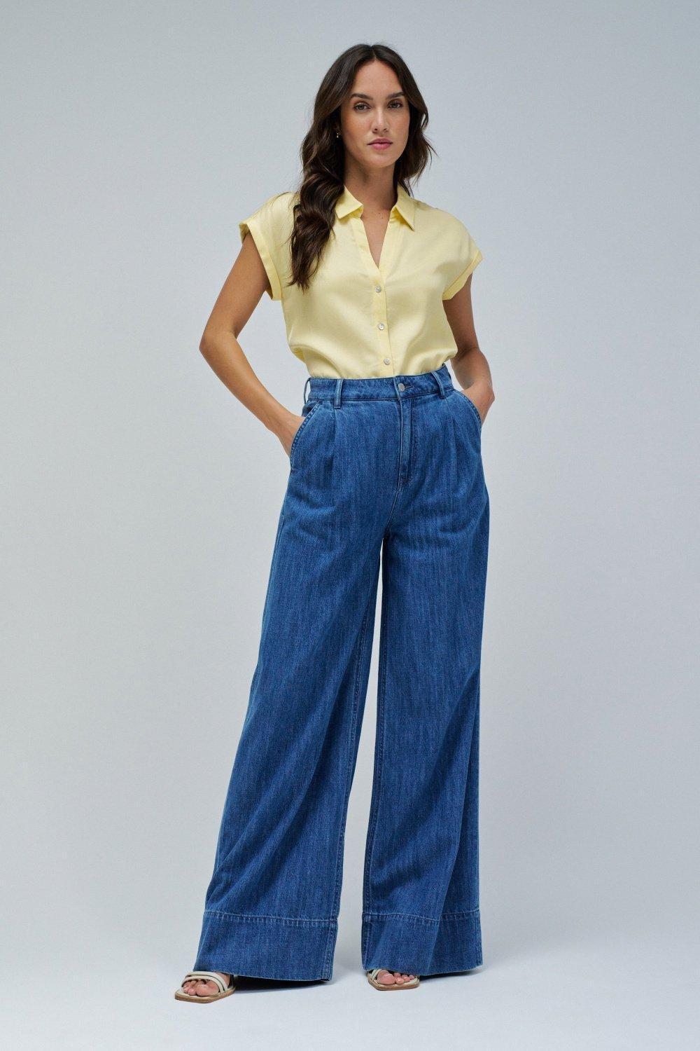 Blouse With Floral Pattern, Yellow, large image number 1