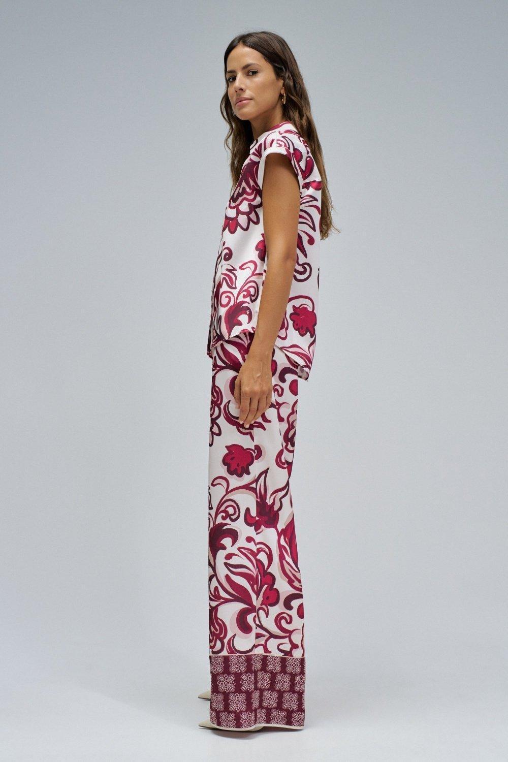 Blouse With Floral Pattern, Burgundy, medium
