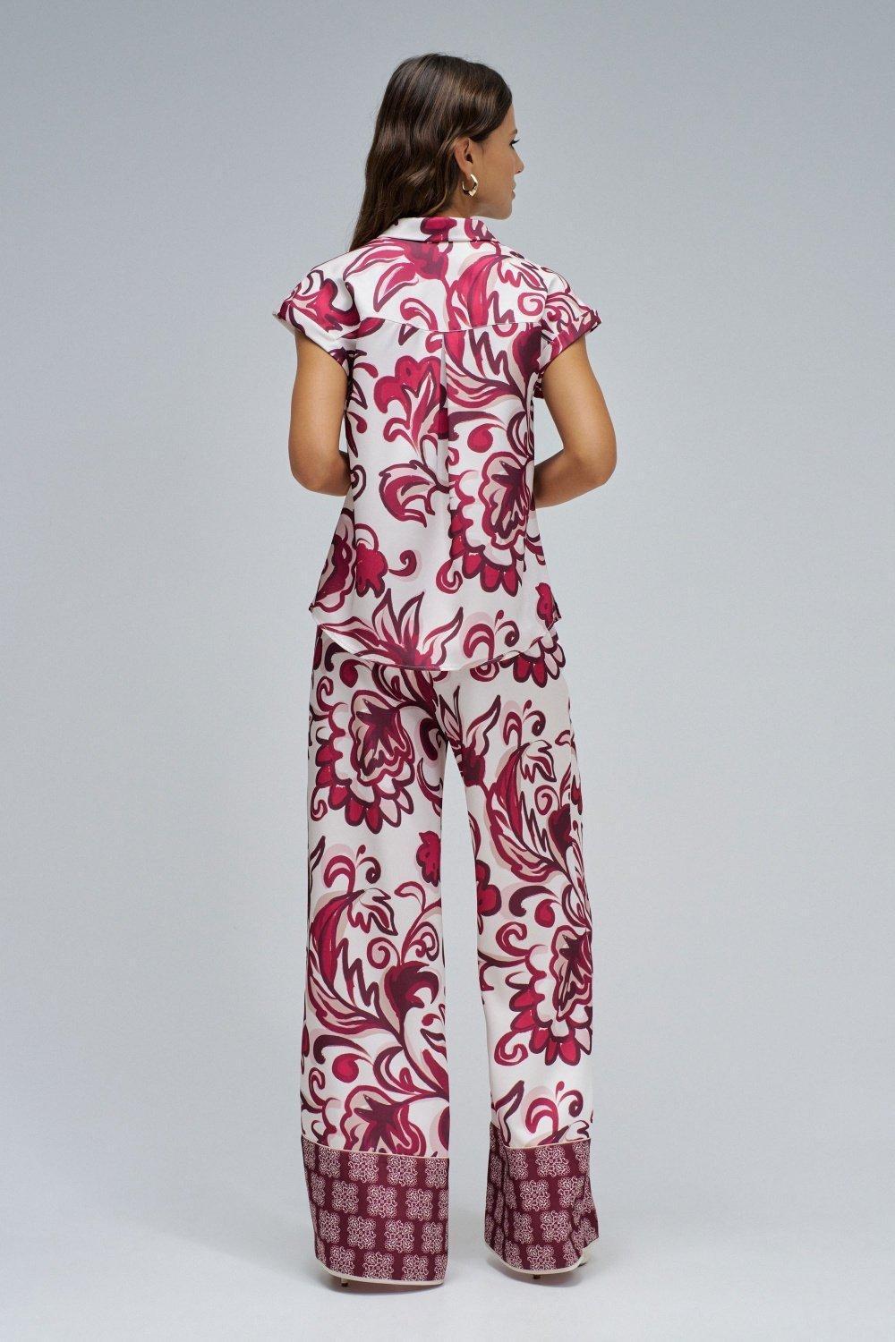 Blouse With Floral Pattern, Red, large image number 3