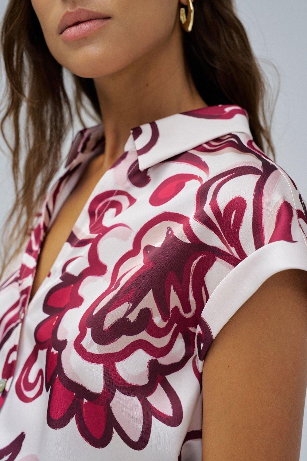 Blouse With Floral Pattern, Red, large image number 4