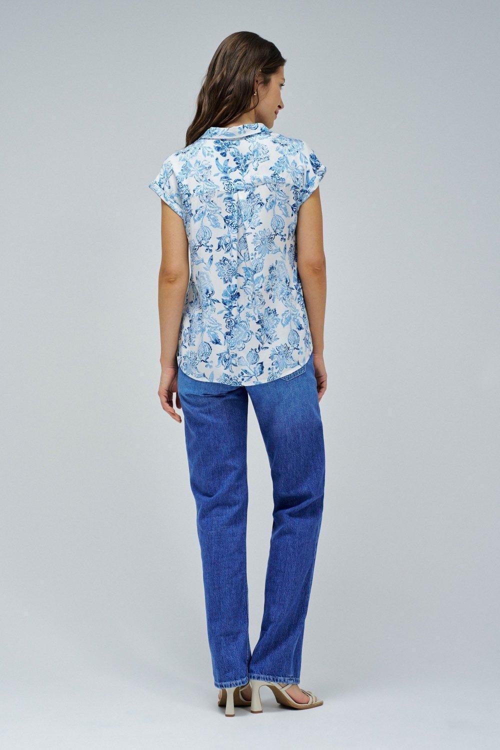 Blouse With Floral Pattern, Blue, large image number 3