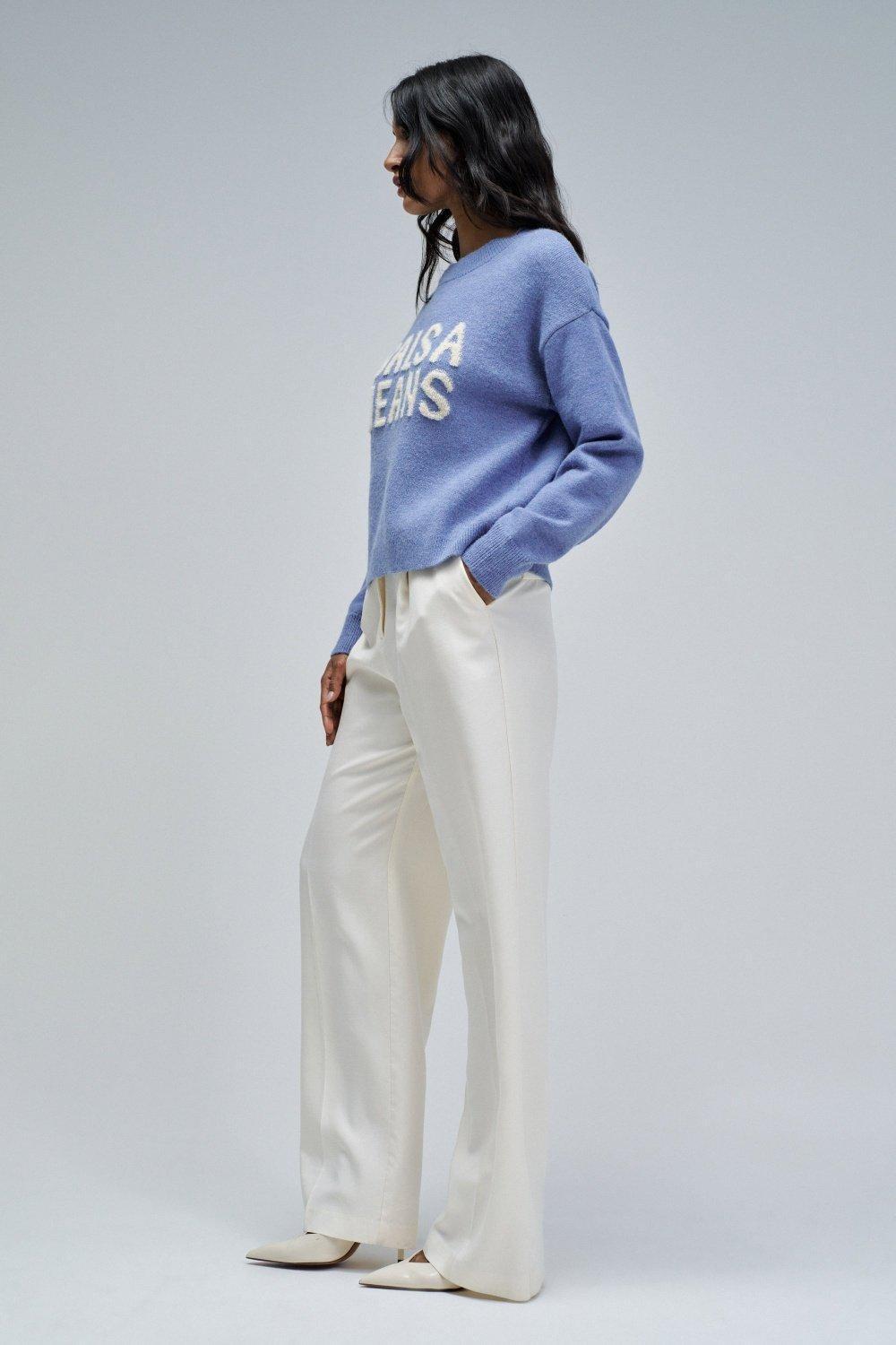 Knit Sweater With Branding, Navy, medium