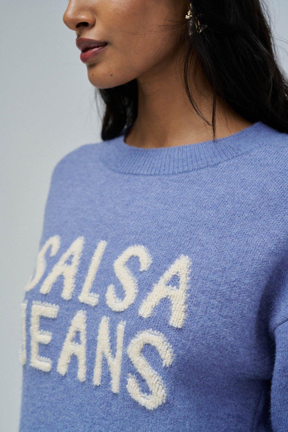 Knit Sweater With Branding, Navy, large image number 4