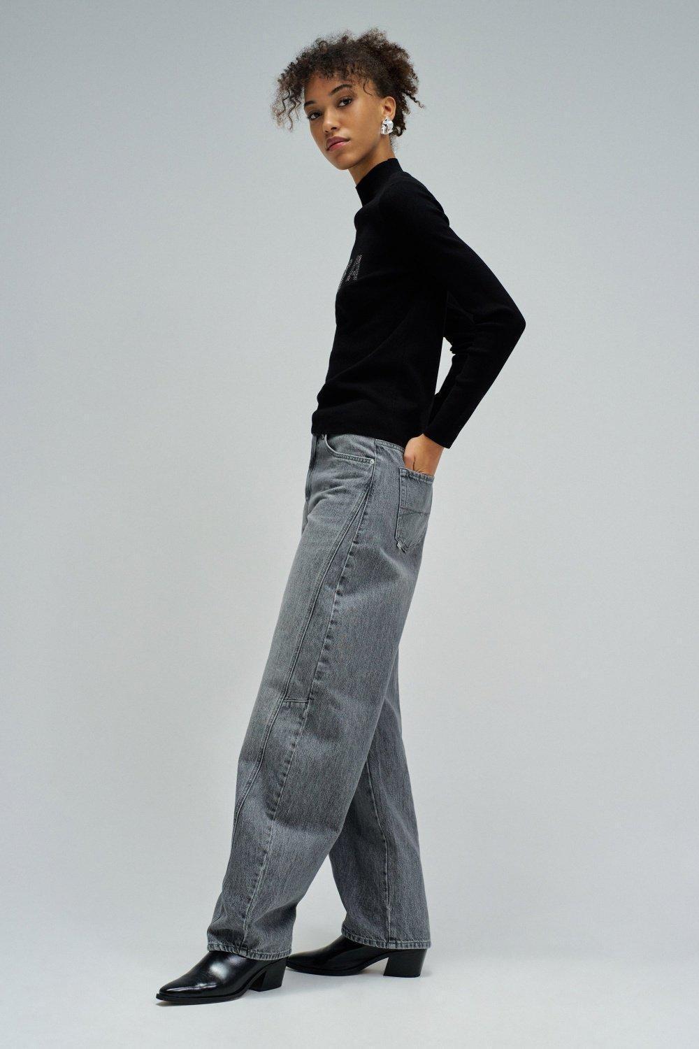 Ribbed Knit Sweater With Branding, Black, large image number 2