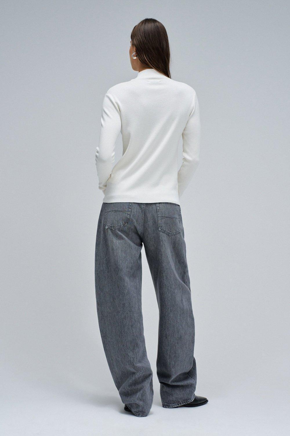 Ribbed Knit Sweater With Branding, Pearl, large image number 3