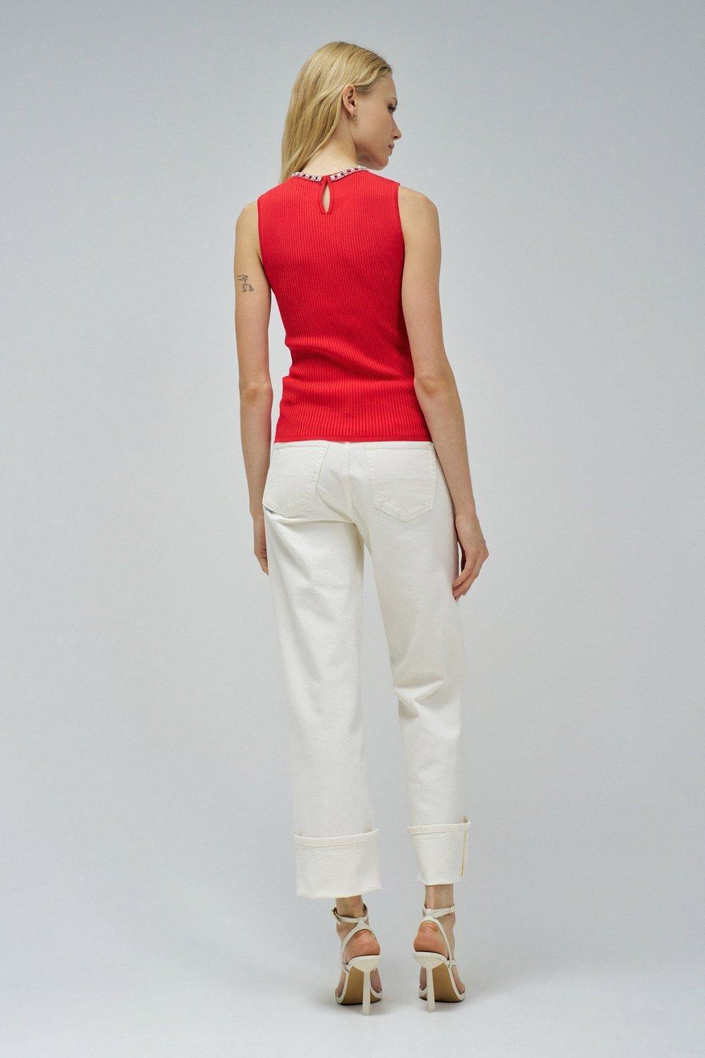 Ribbed Top With Sparkles, Red, large image number 3