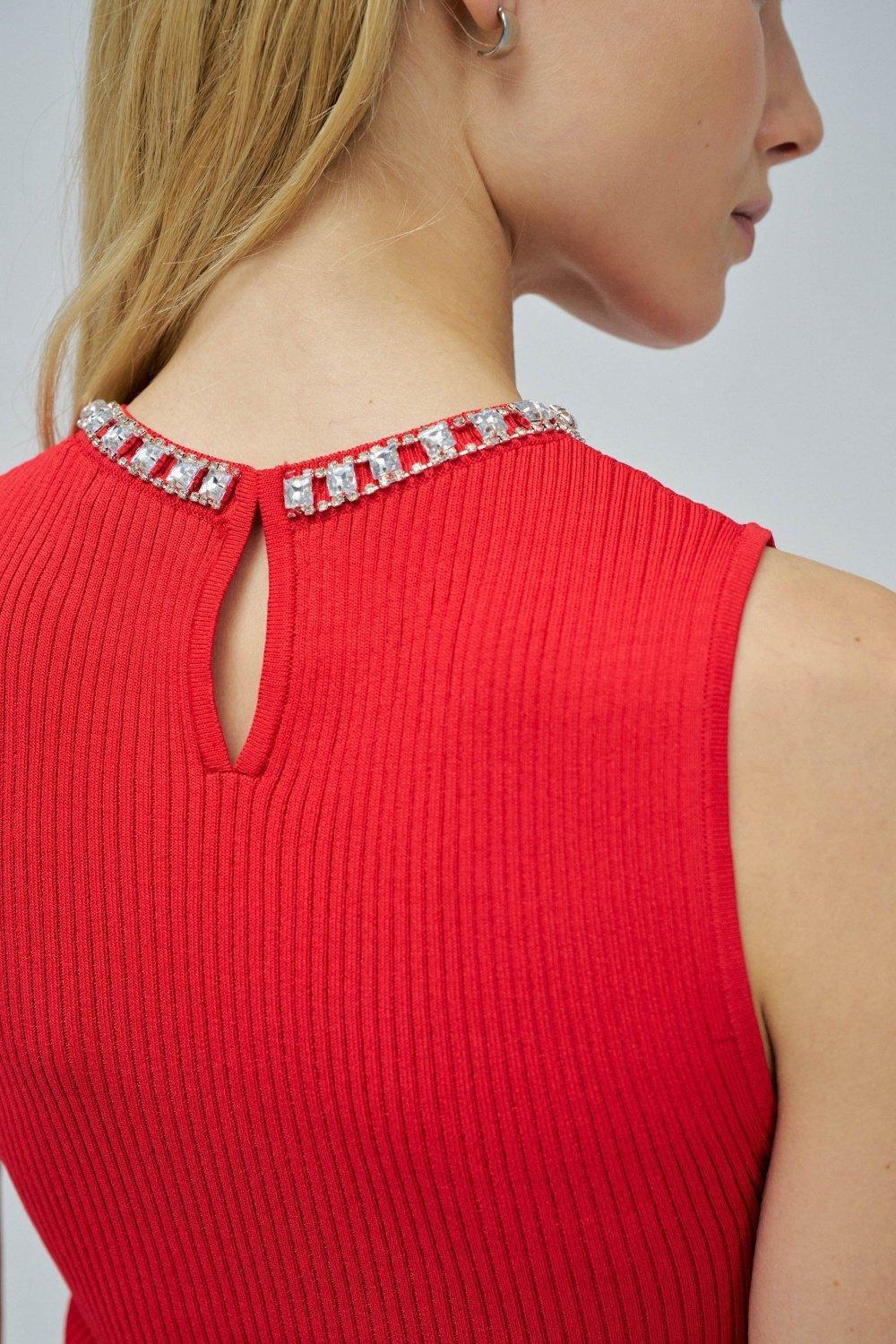 Ribbed Top With Sparkles, Red, large image number 4