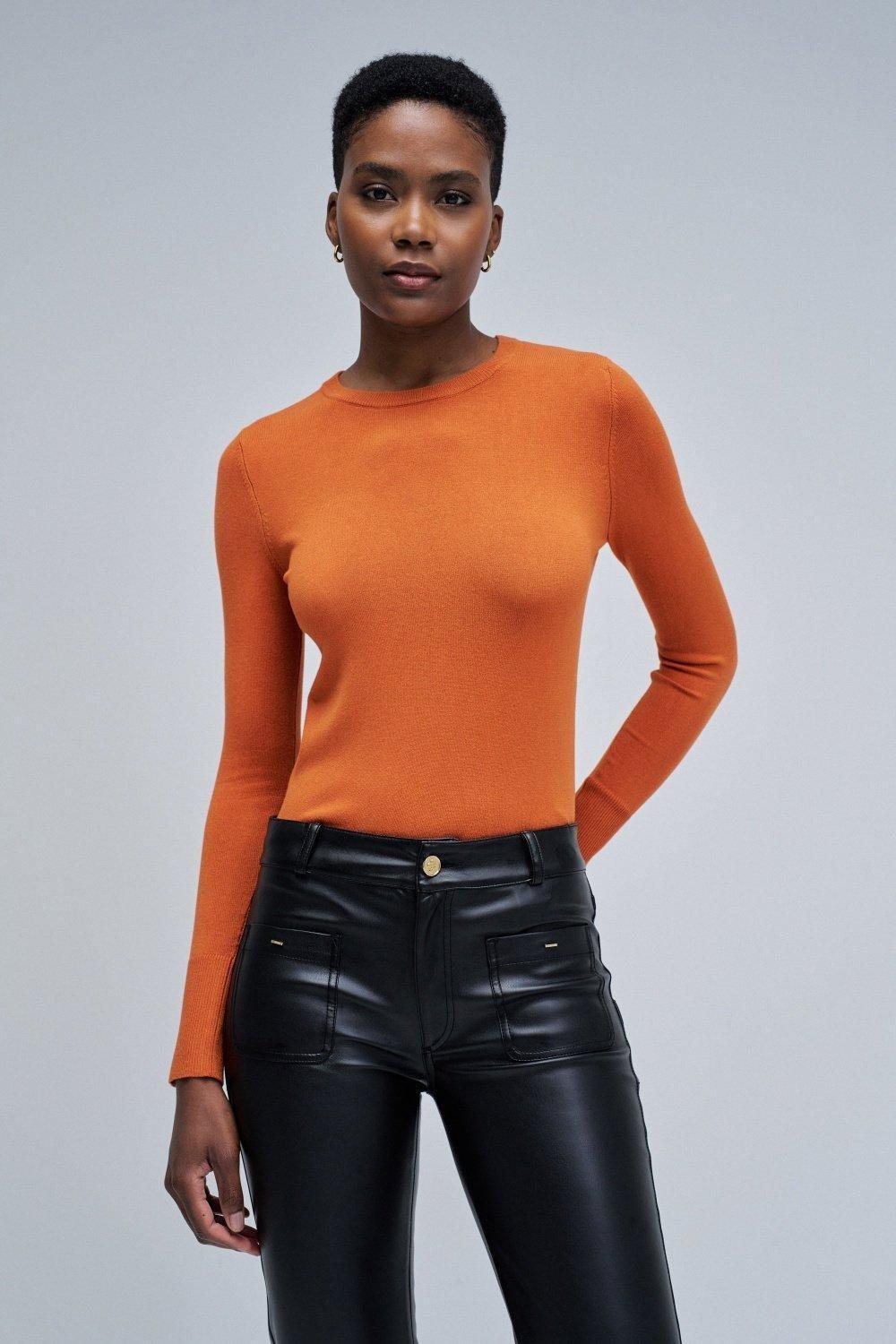 Basic Knit Sweaters, Orange, medium