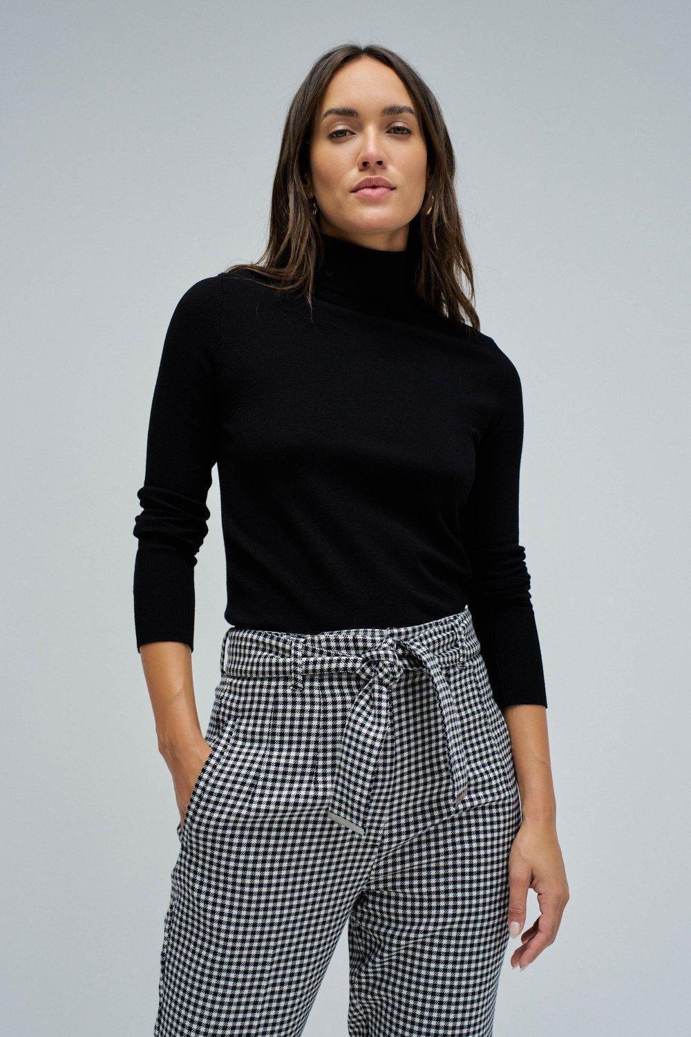 High Neck Sweater , Black, medium