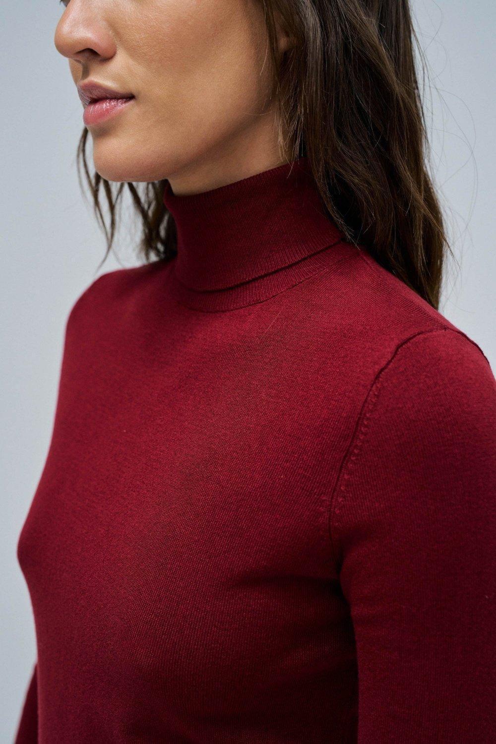 High Neck Sweater&nbsp;, Burgundy, large image number 4