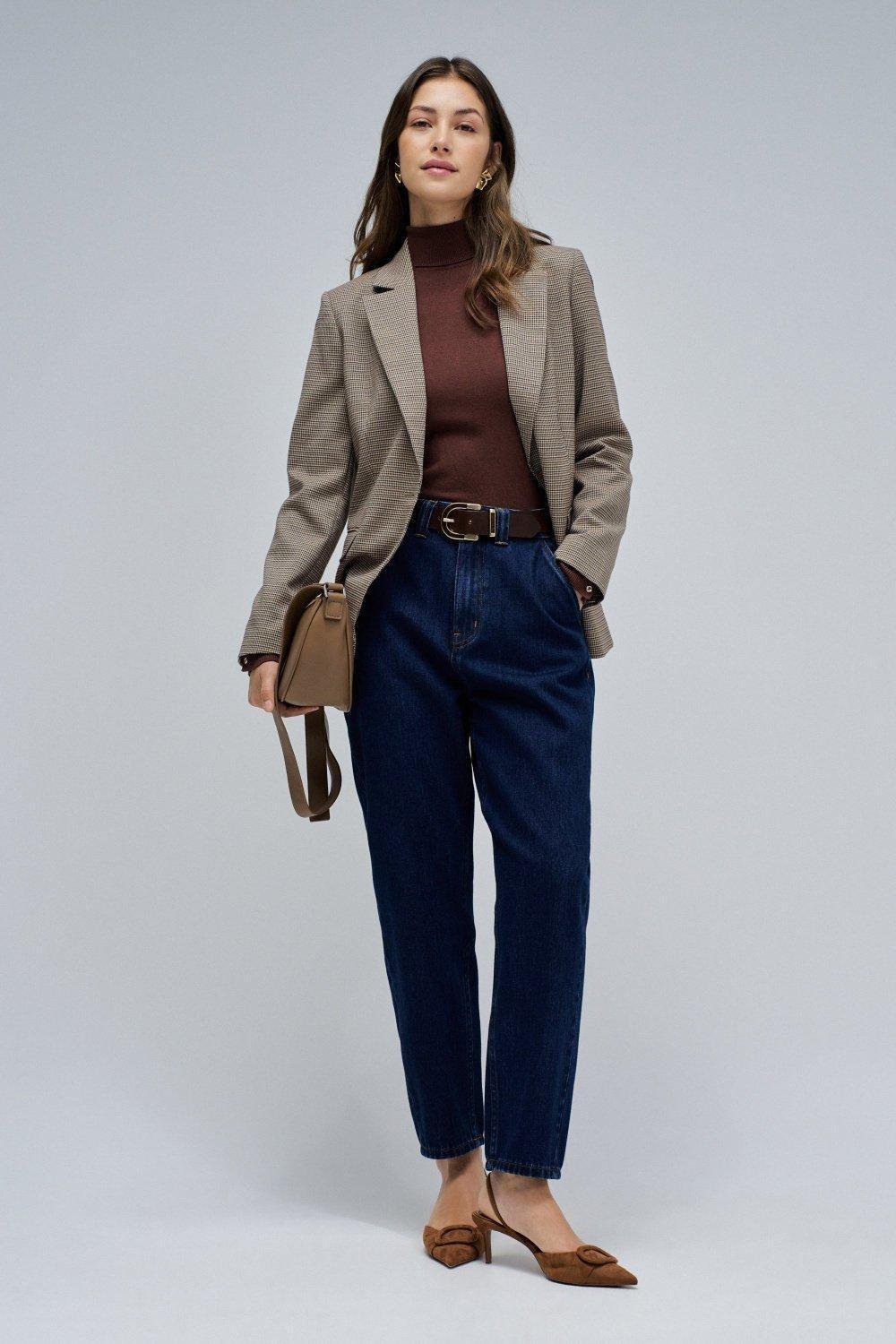 High Neck Sweater, Brown, large image number 1