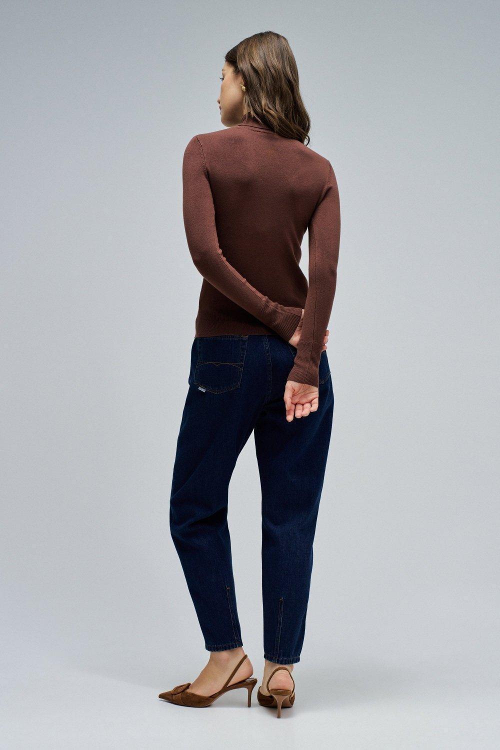 High Neck Sweater, Brown, large image number 3