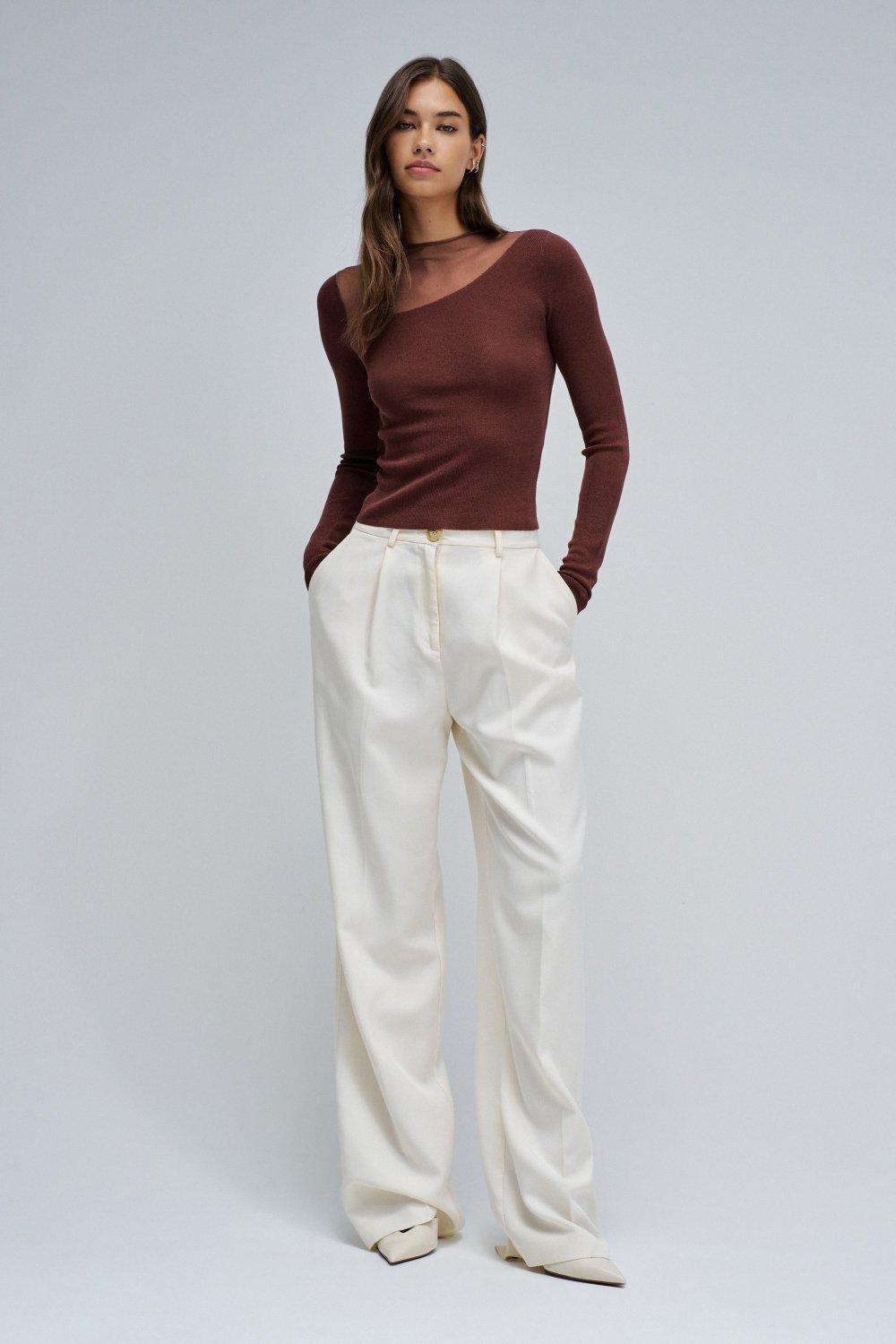 Sweater With Transparency, Brown, medium