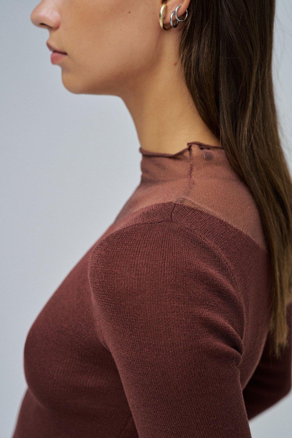 Sweater With Transparency, Brown, large image number 4