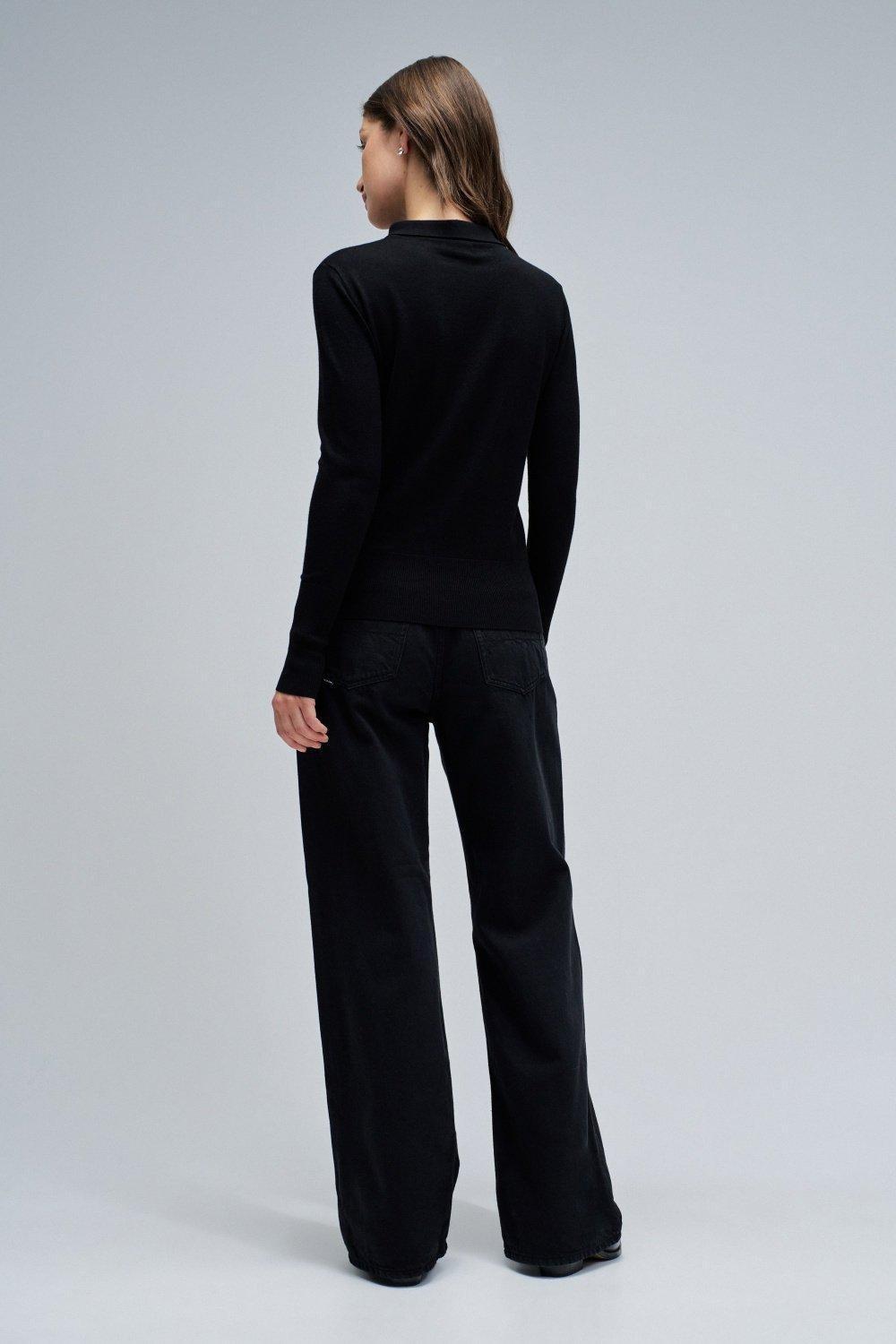 Knit Sweater With Bow, Black, large image number 3