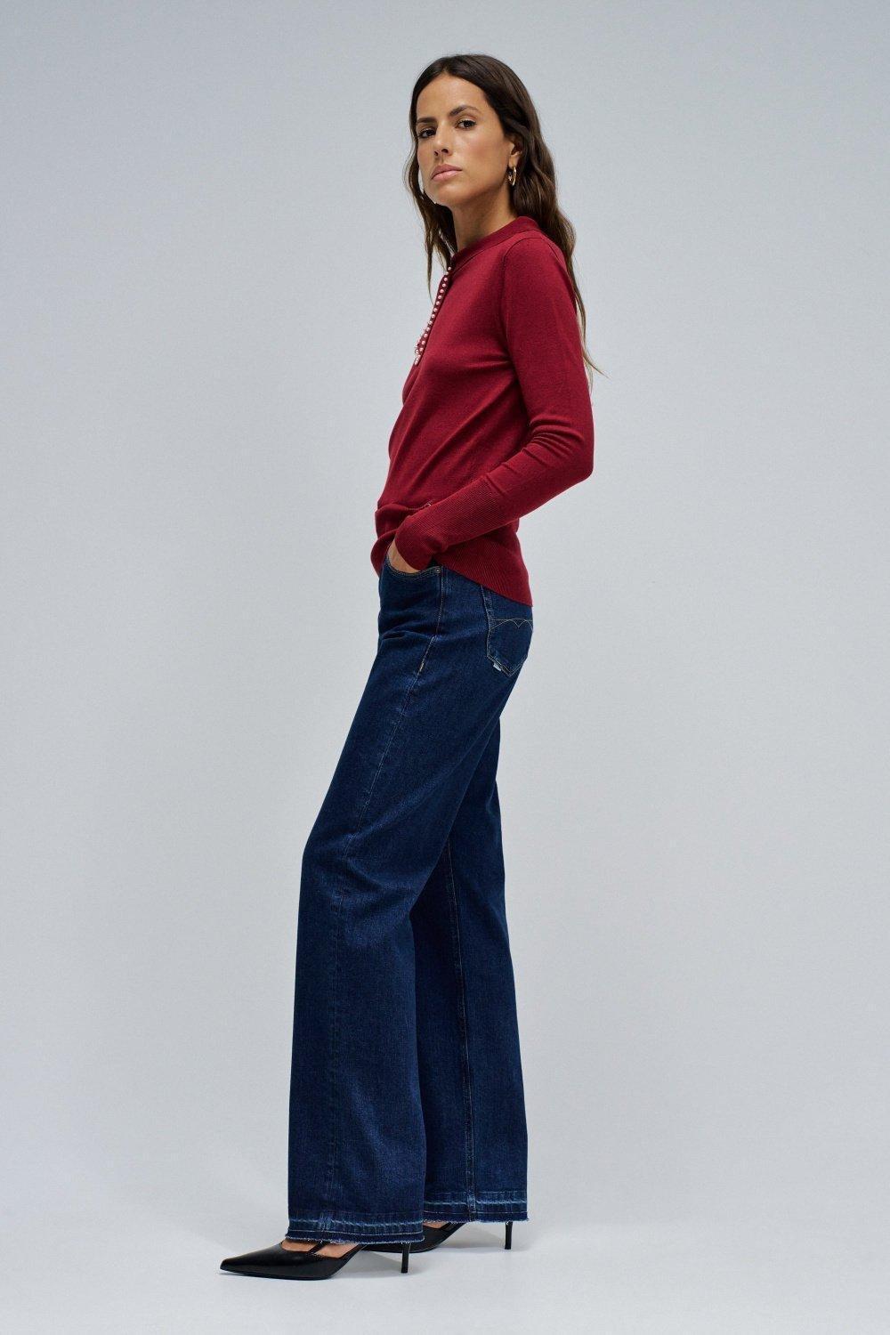 Knit Sweater With Bow, Burgundy, medium