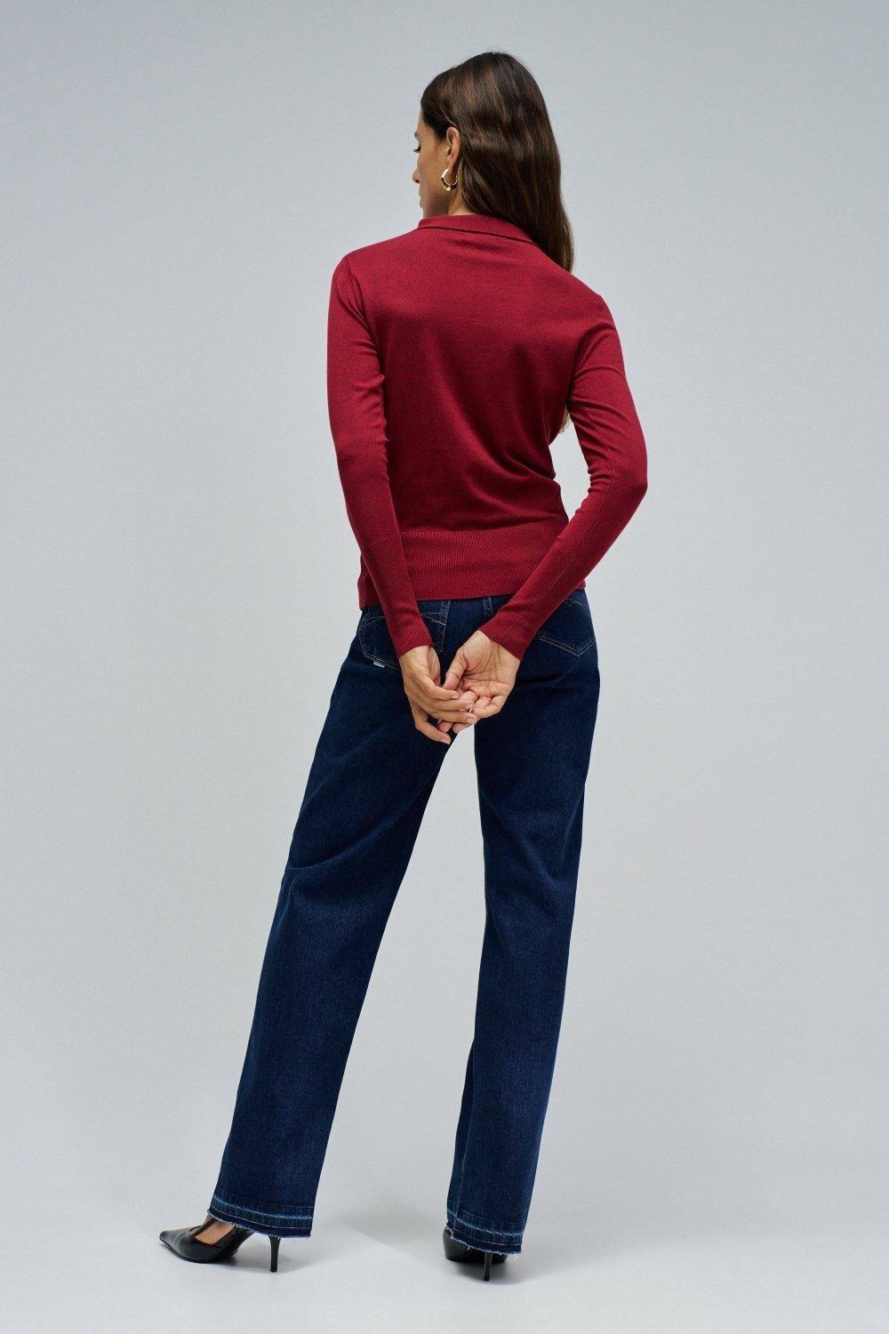 Knit Sweater With Bow, Burgundy, large image number 3