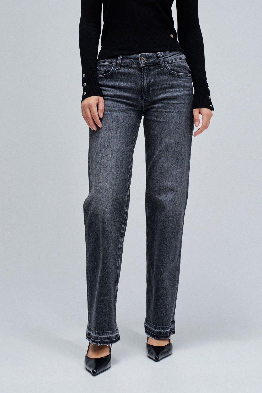 Low Rise Straight Jeans, Black, medium