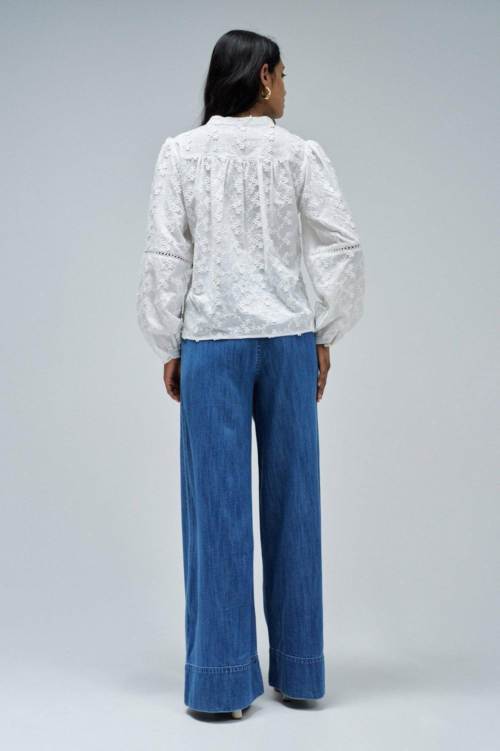 Blouse With Jacquard Embroidery , Pearl, large image number 3