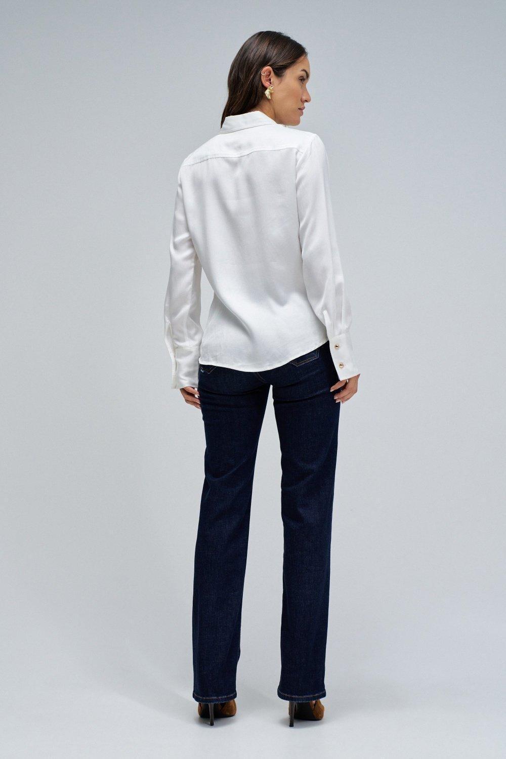 Basic Shirt with Gold Buttons, Pearl, large image number 3