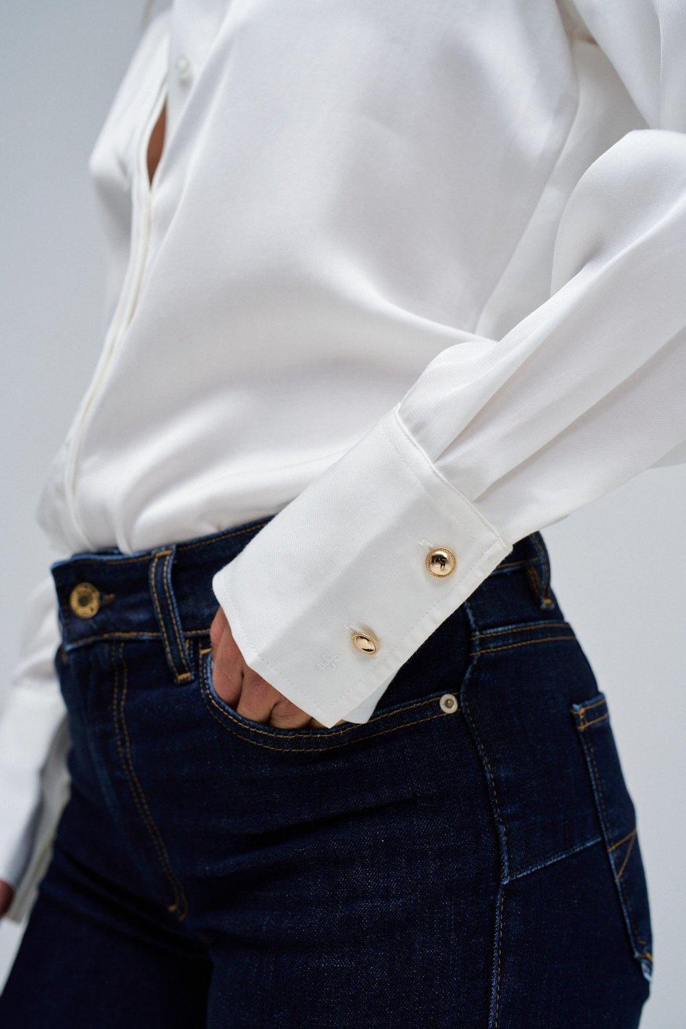 Basic Shirt with Gold Buttons, Pearl, large image number 4