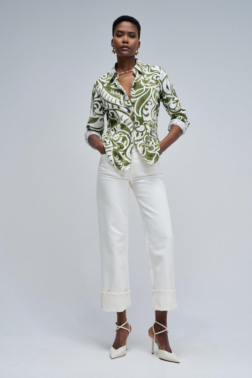 Basic Shirt with Gold Buttons, Green, large image number 1