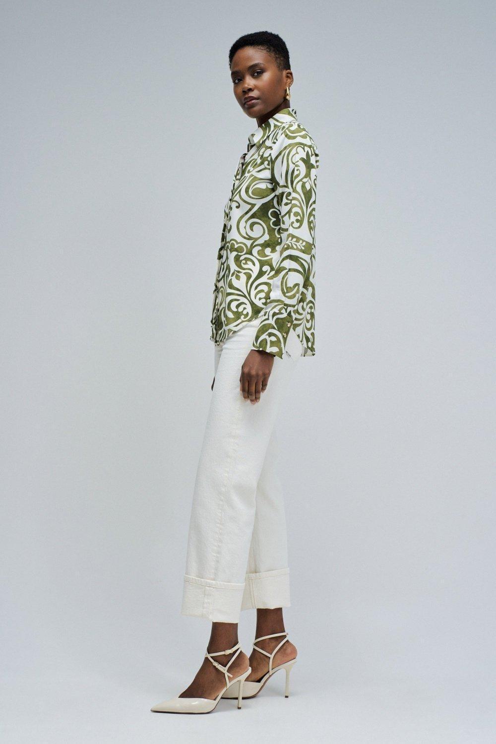 Basic Shirt with Gold Buttons, Green, large image number 2