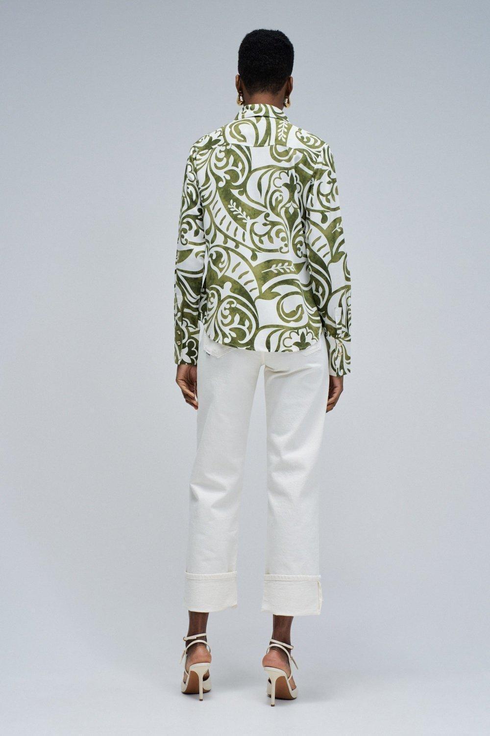 Basic Shirt with Gold Buttons, Green, large image number 3