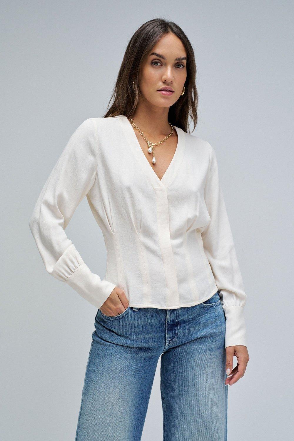 Corset Style Blouse, Pearl, large image number 0
