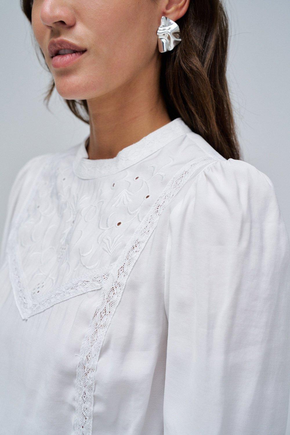 Embroidered Blouse, Pearl, large image number 4