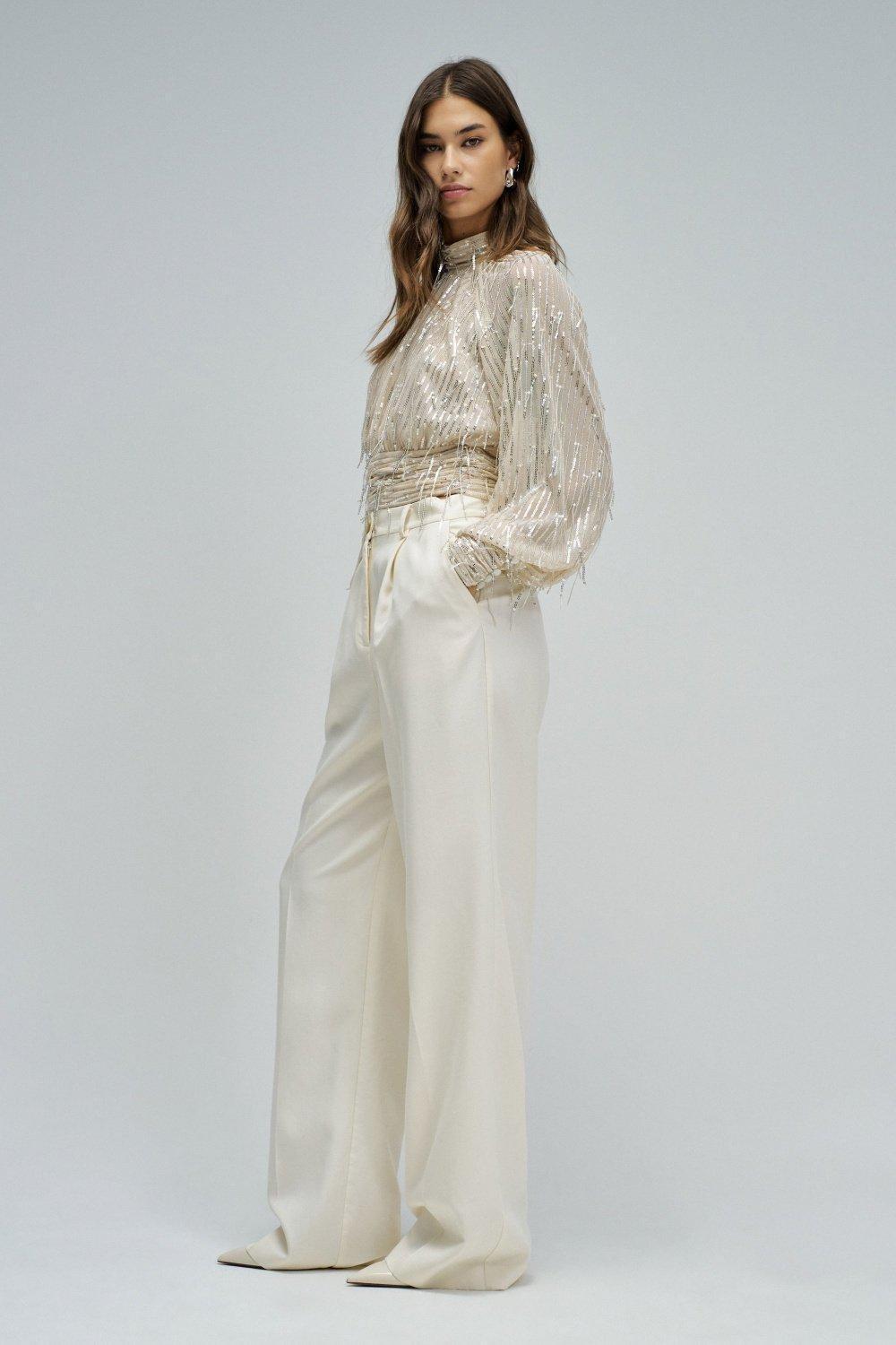 Sequin Top, Beige, medium