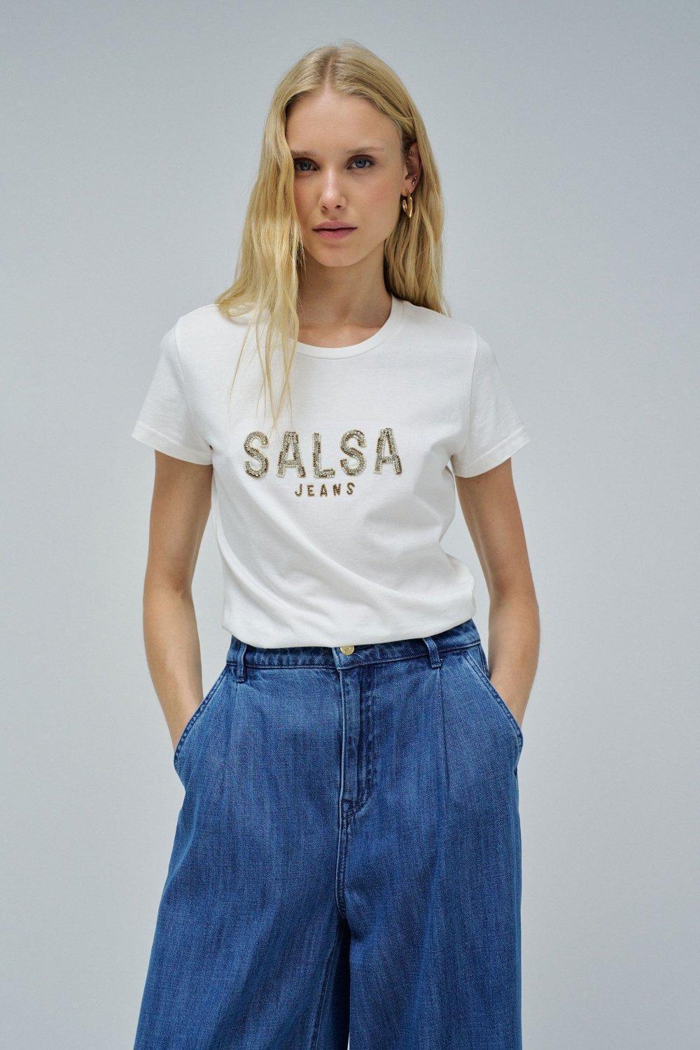 T-Shirt With Branding, Cream, large image number 0