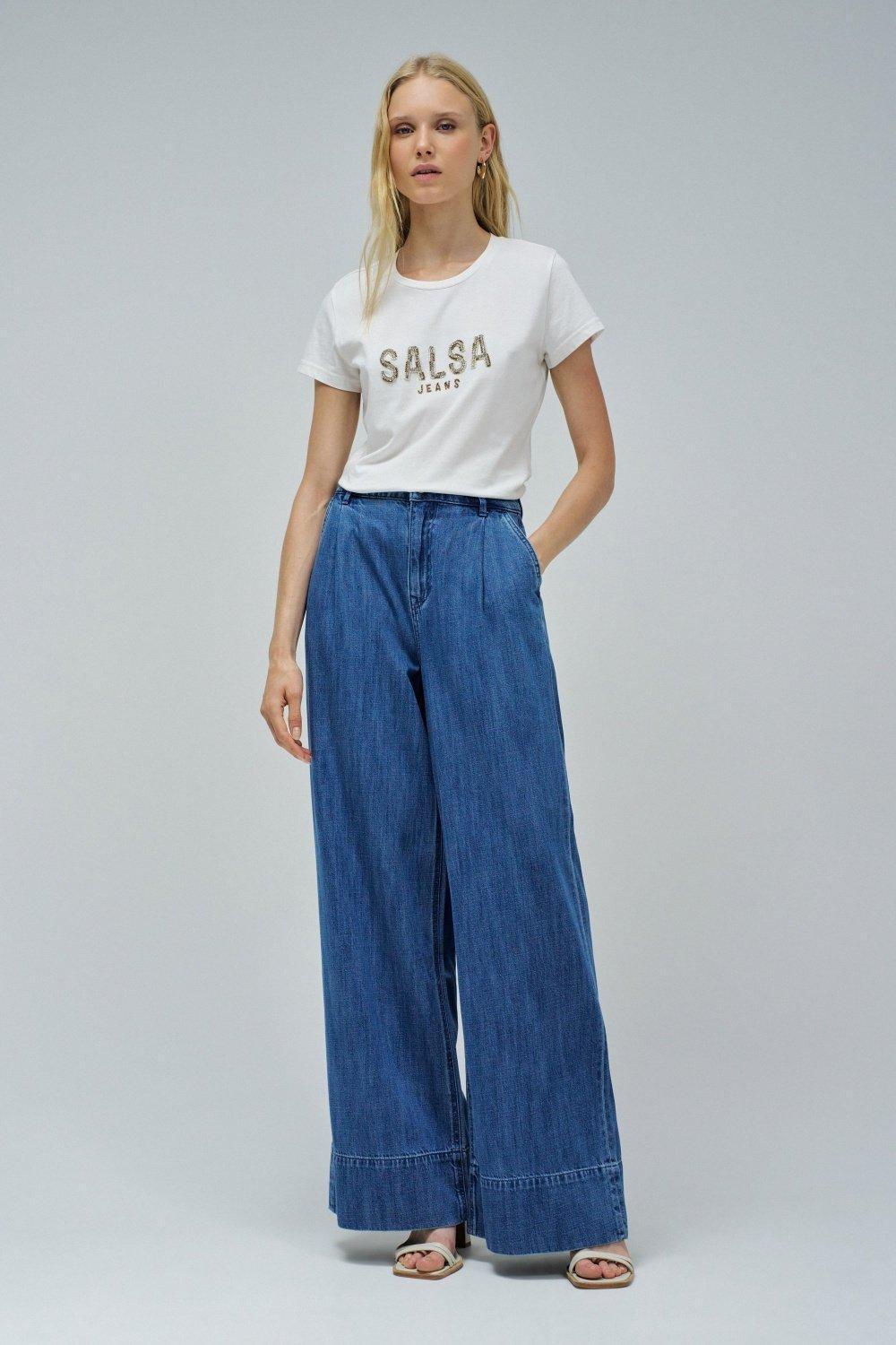 T-Shirt With Branding, Cream, large image number 1
