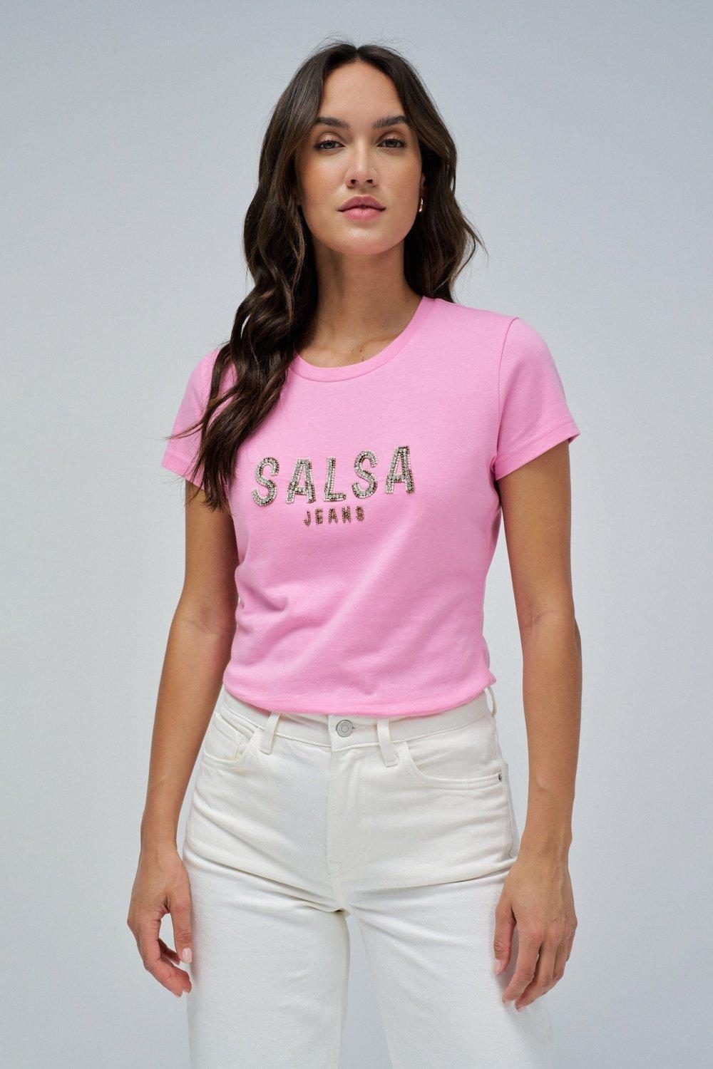 T-Shirt With Branding&nbsp;, Pink, large image number 0