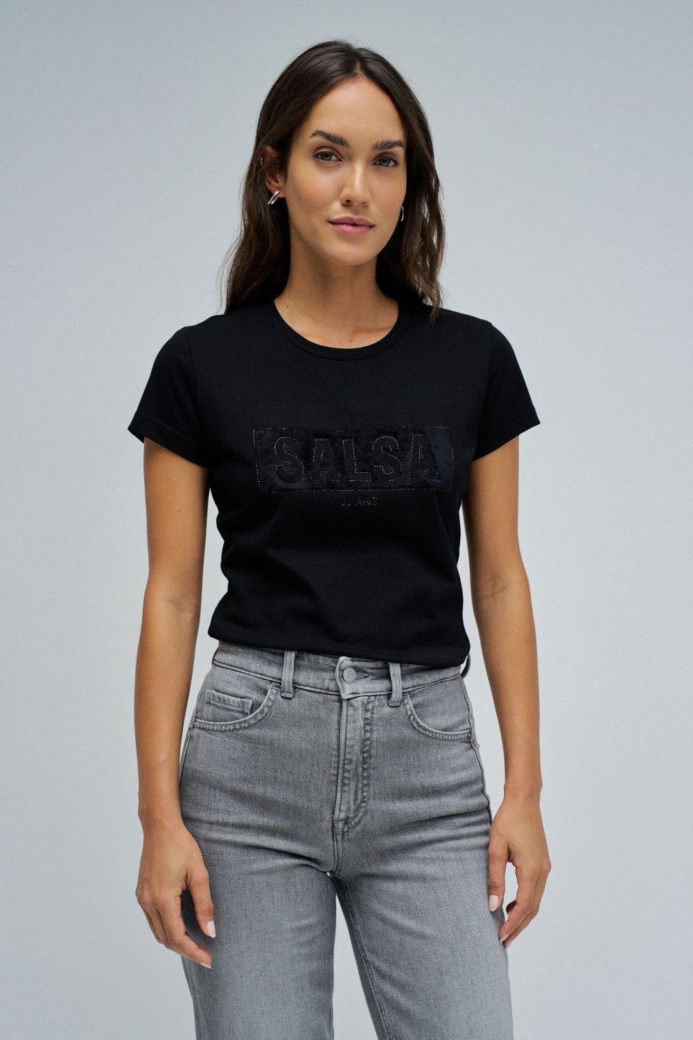 T-Shirt With Branding&nbsp;, Black, medium