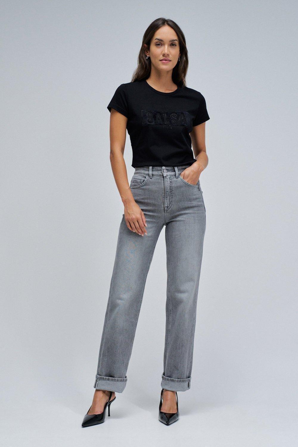 T-Shirt With Branding&nbsp;, Black, medium