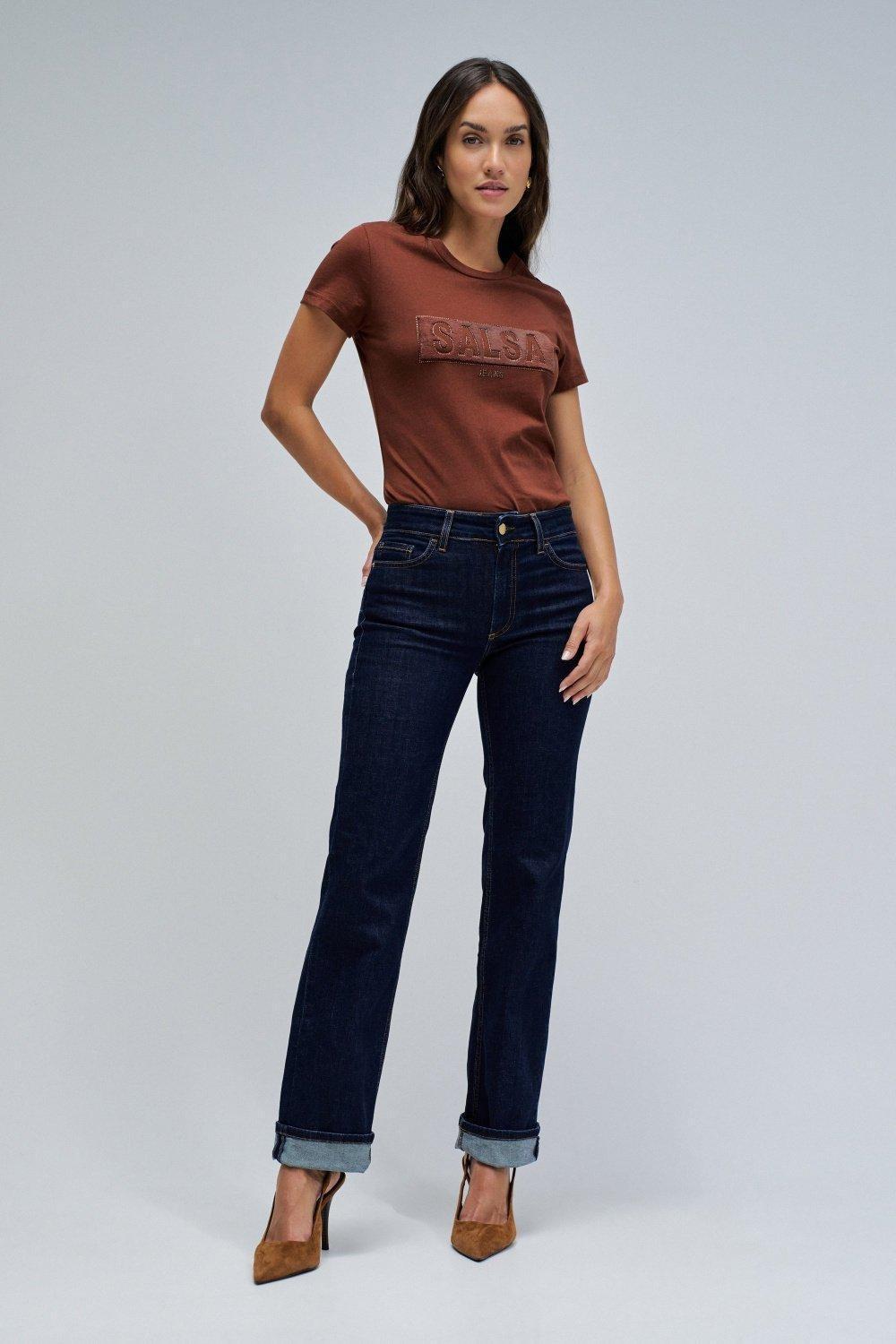 T-Shirt With Branding&nbsp;, Brown, medium