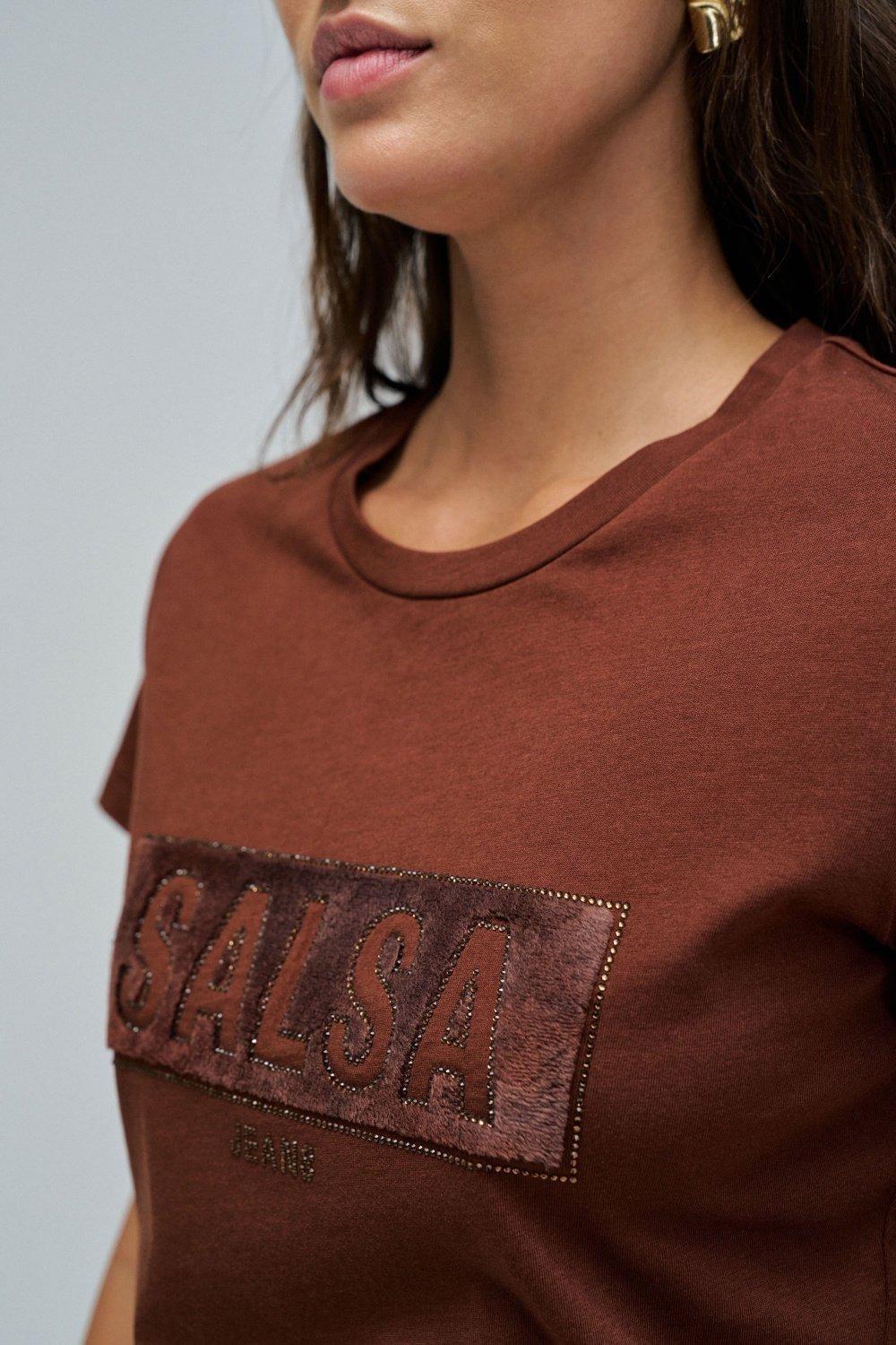 T-Shirt With Branding, Brown, large image number 4