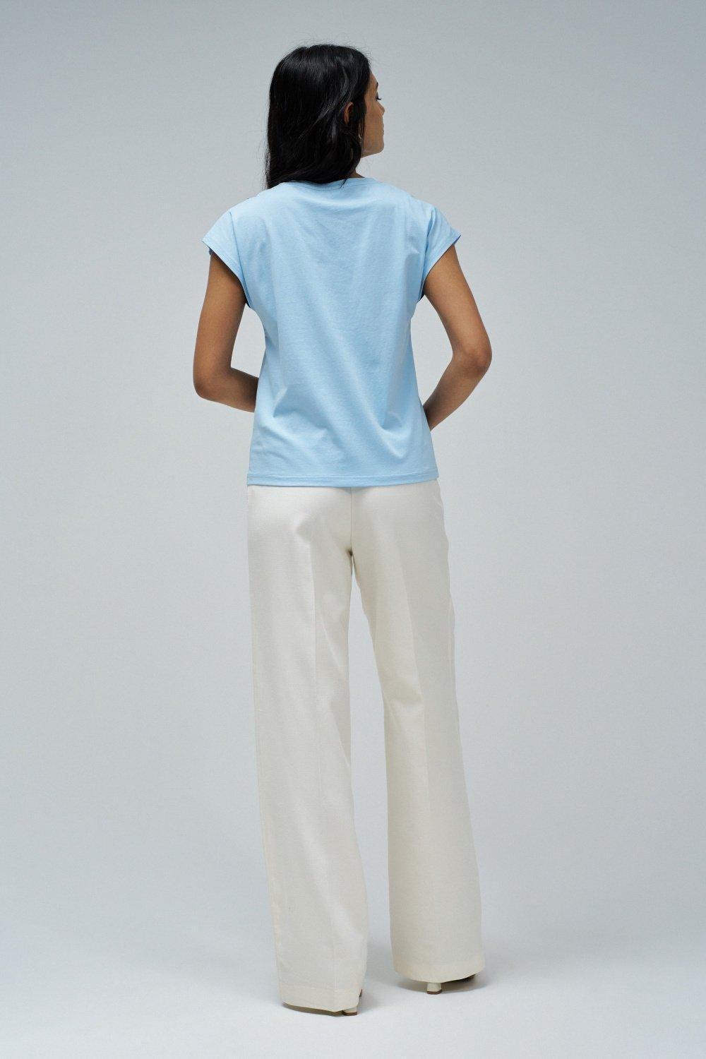 Blue T-Shirt With Cutout At The Chest, , large image number 3