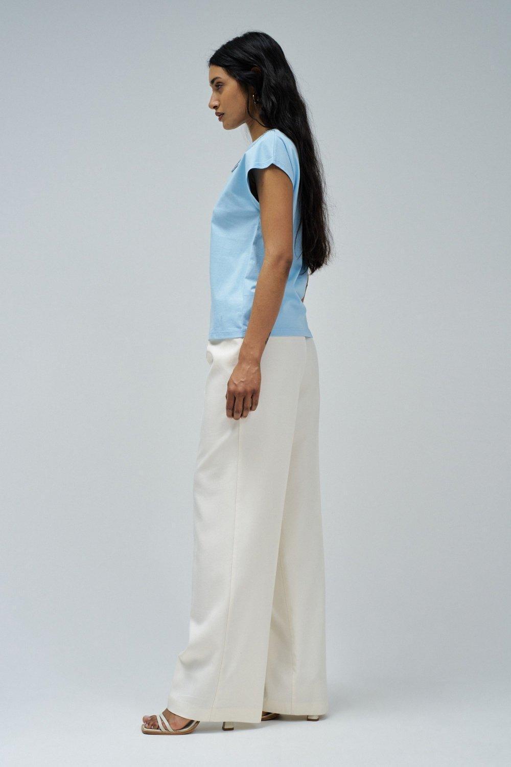 T-Shirt With Chest Cutout , Blue, medium