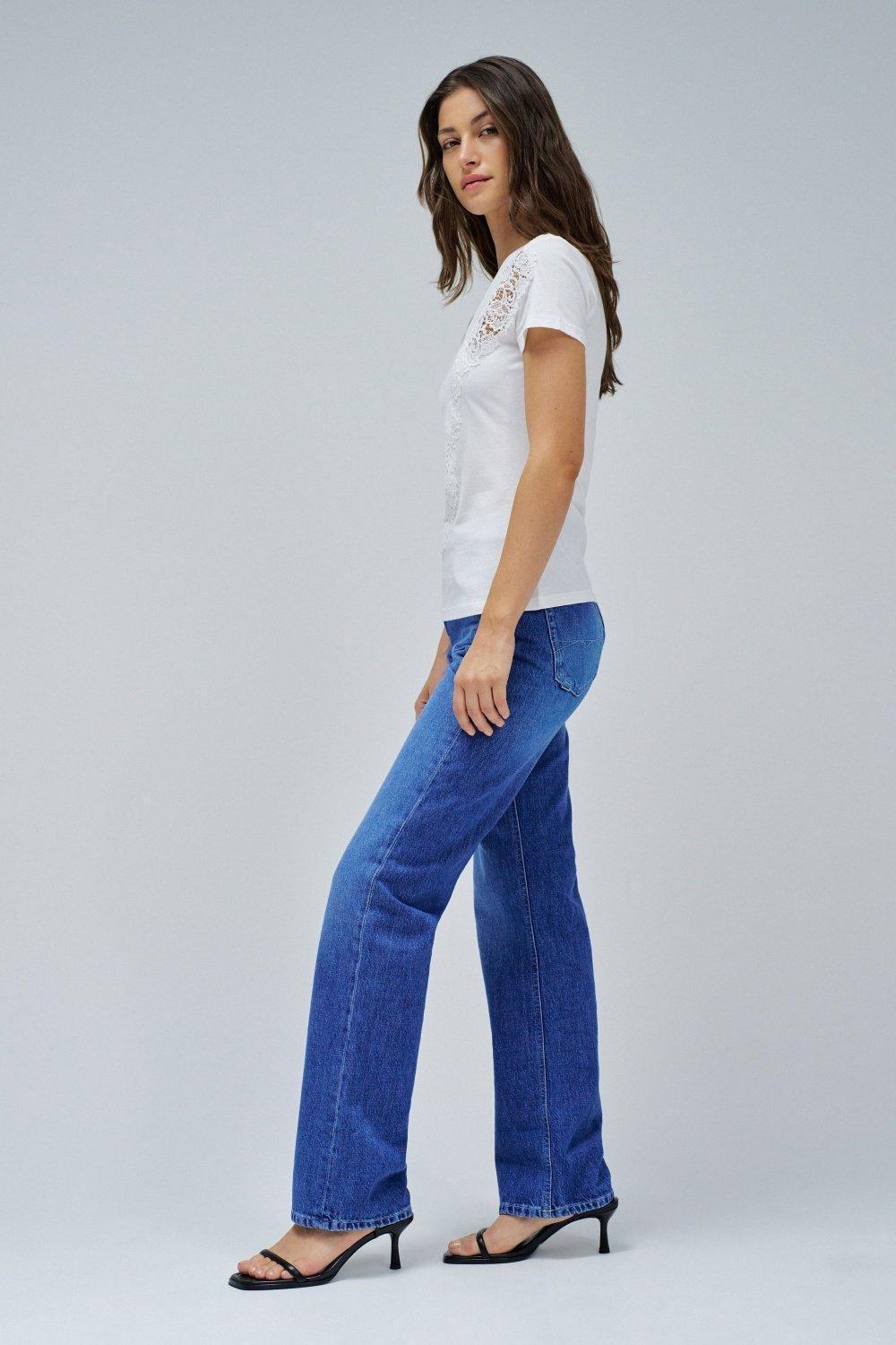 White T-Shirt With Lace, Pearl, large image number 2